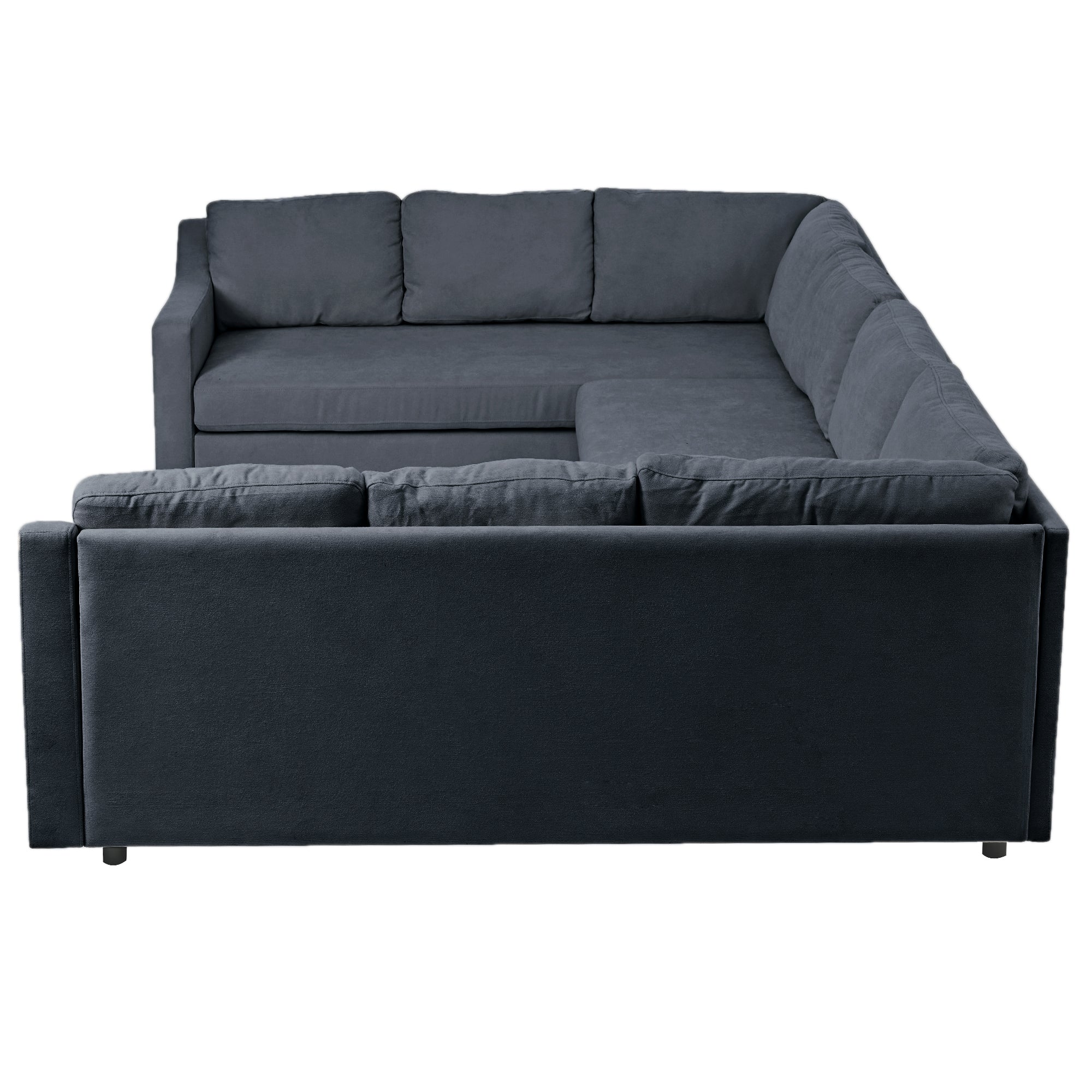 117" Polyester Recessed Arm Upholstered U-Shaped Large Sectional Sofa with Thick Seat and Back Cushions