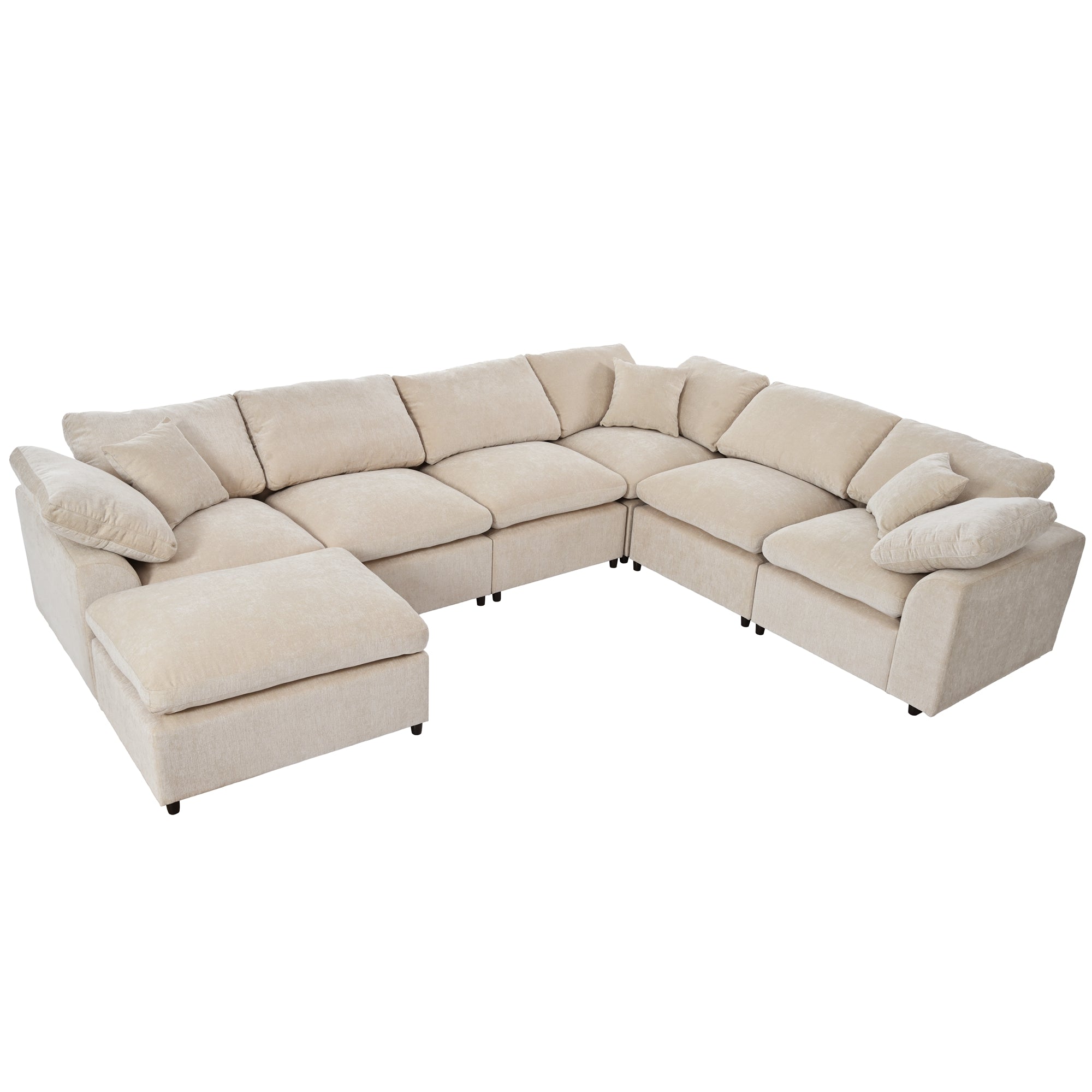 129.3" Polyester Pillow top Arm Oversized Modular Sectional Sofa