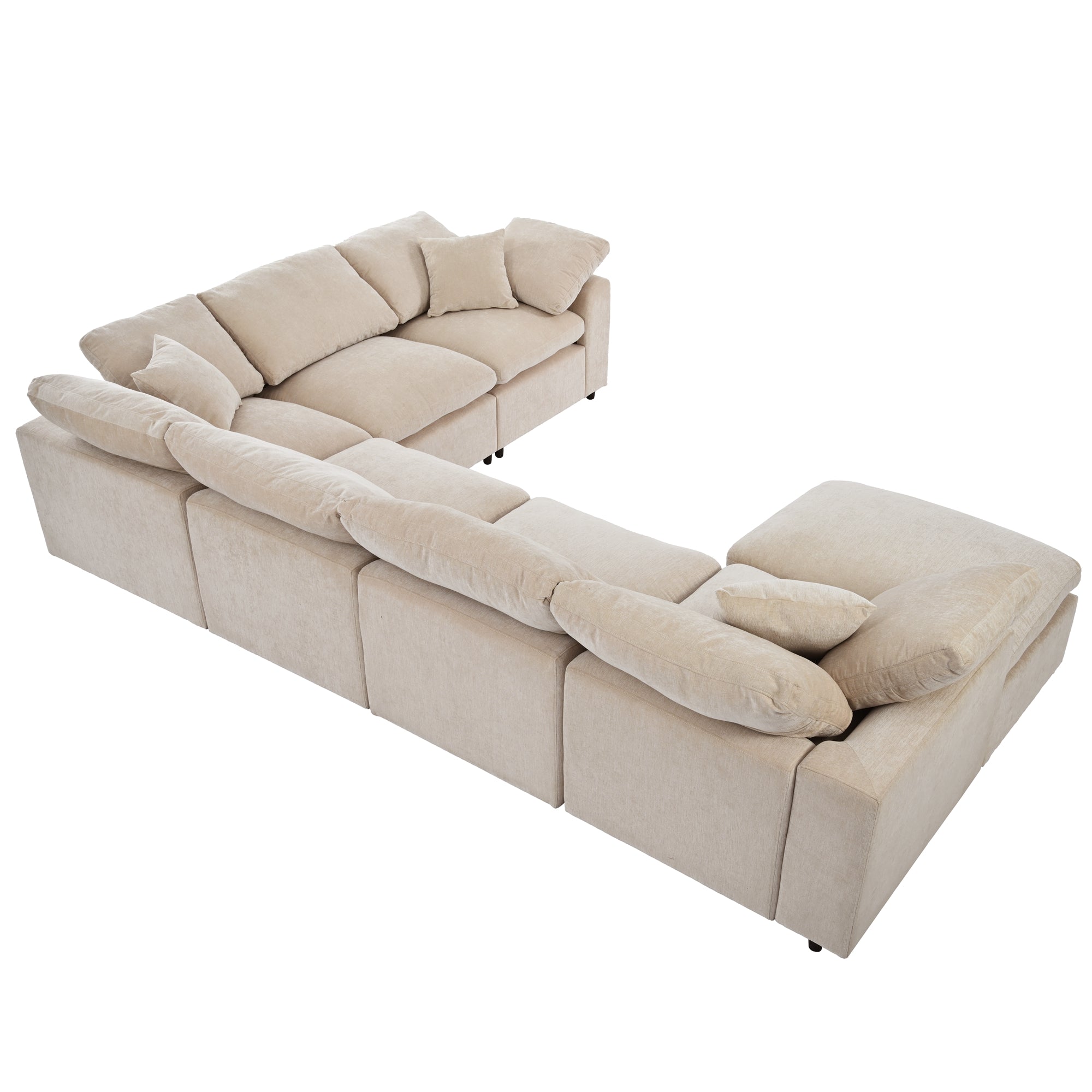 129.3" Polyester Pillow top Arm Oversized Modular Sectional Sofa