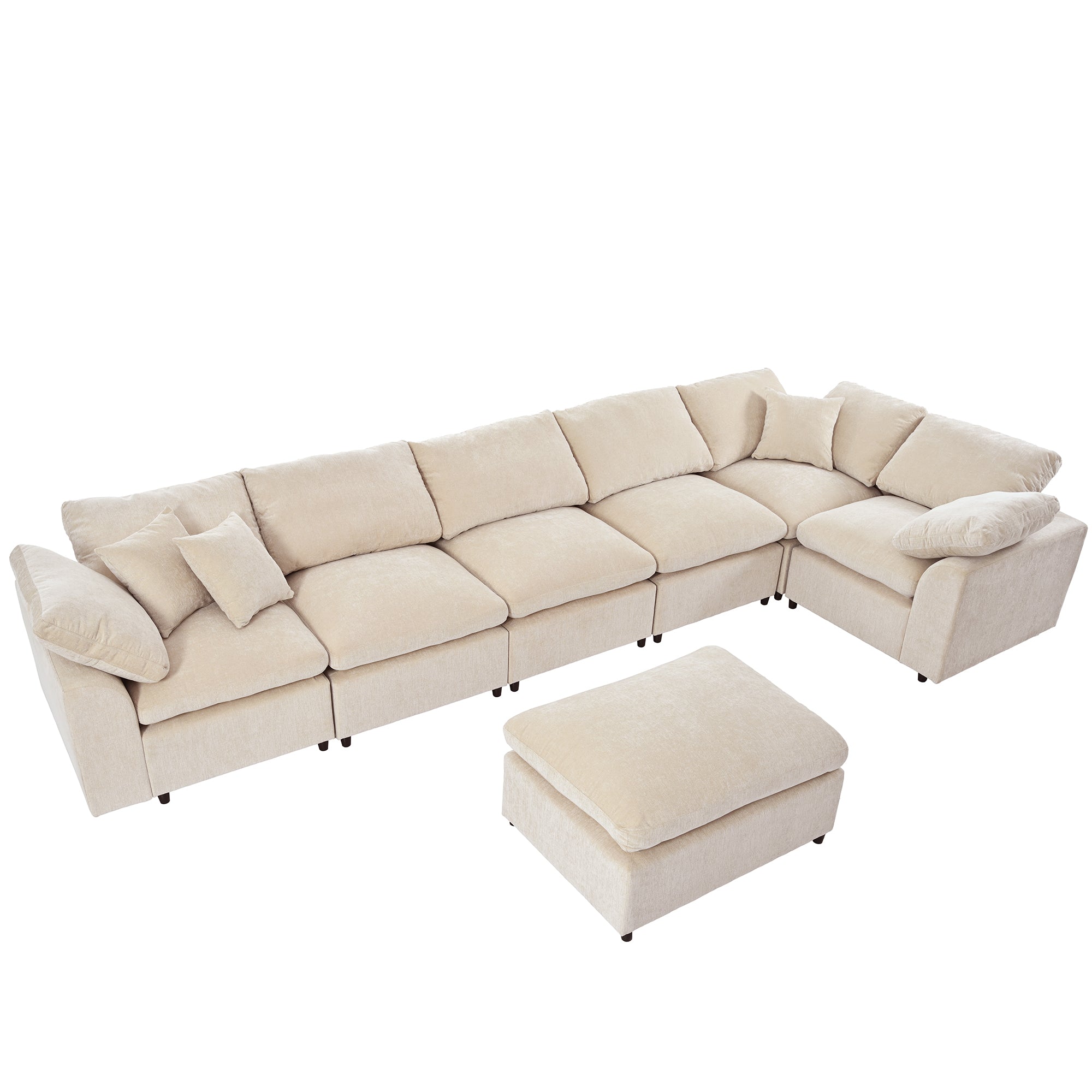 129.3" Polyester Pillow top Arm Oversized Modular Sectional Sofa