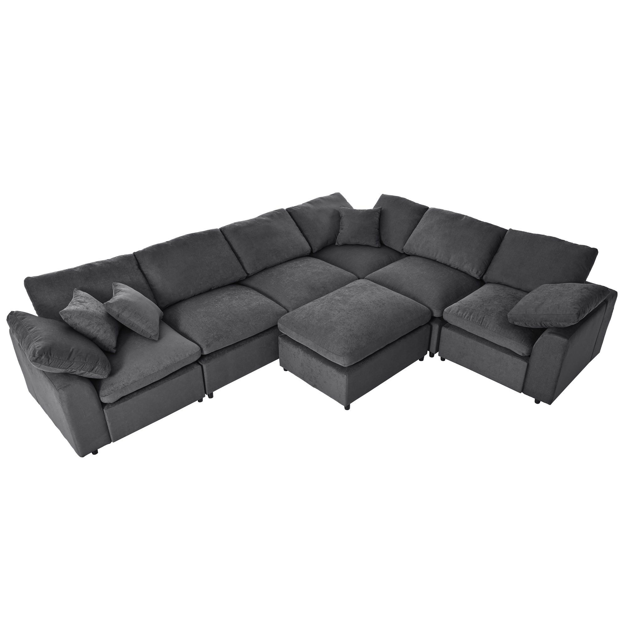 129.3" Polyester Pillow top Arm Oversized Modular Sectional Sofa