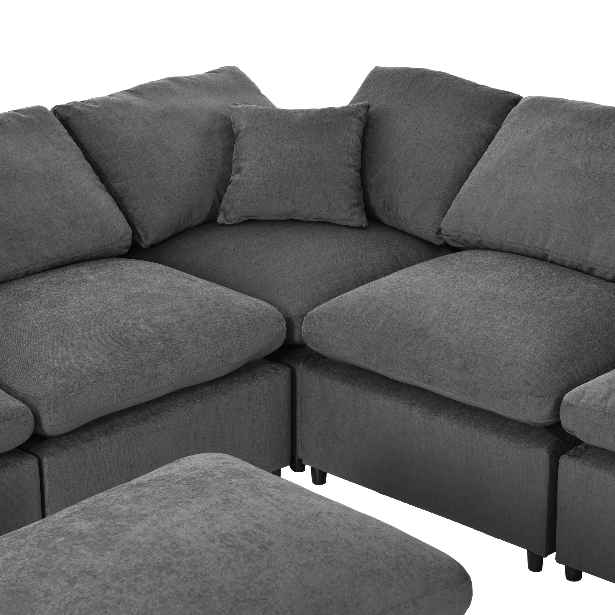 129.3" Polyester Pillow top Arm Oversized Modular Sectional Sofa