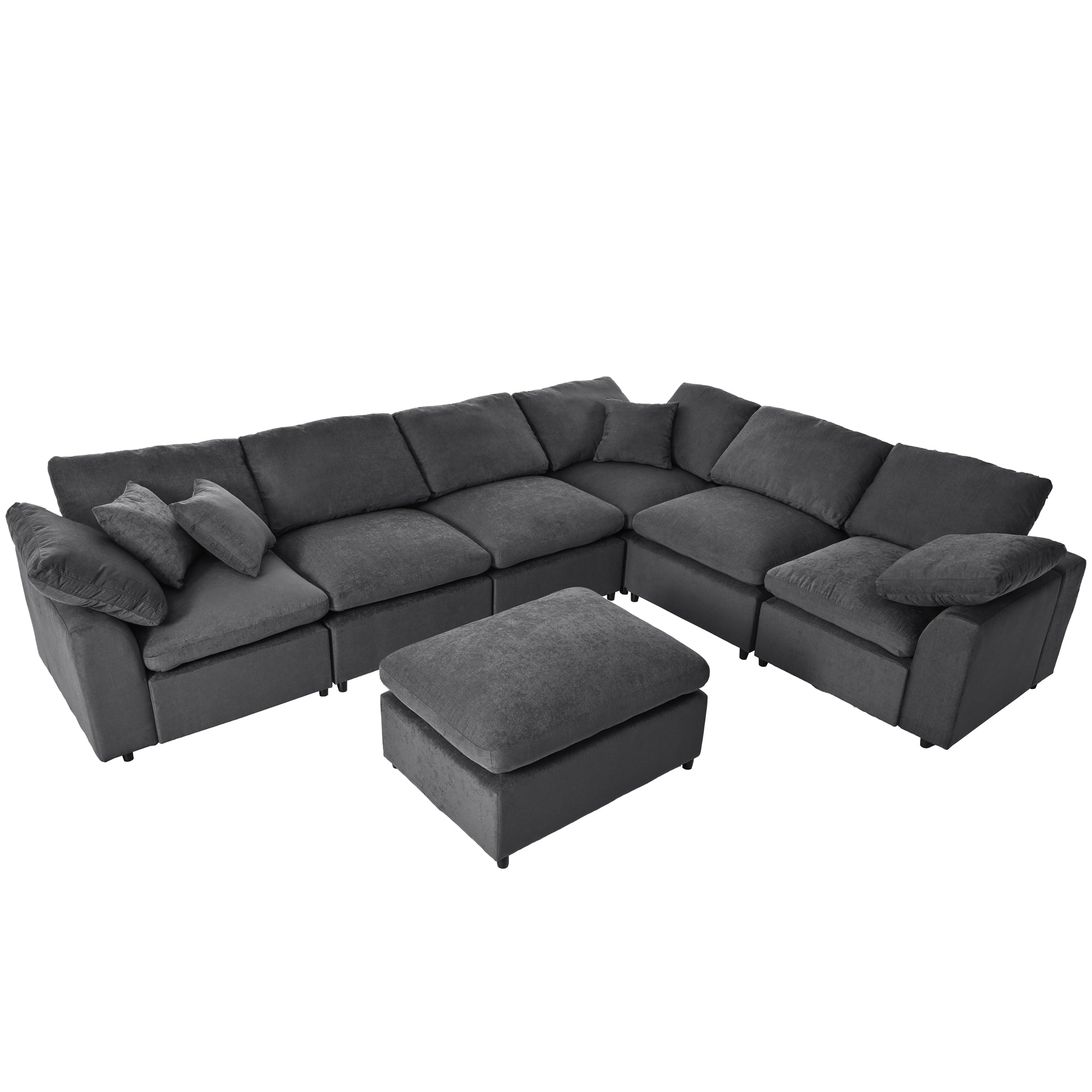 129.3" Polyester Pillow top Arm Oversized Modular Sectional Sofa