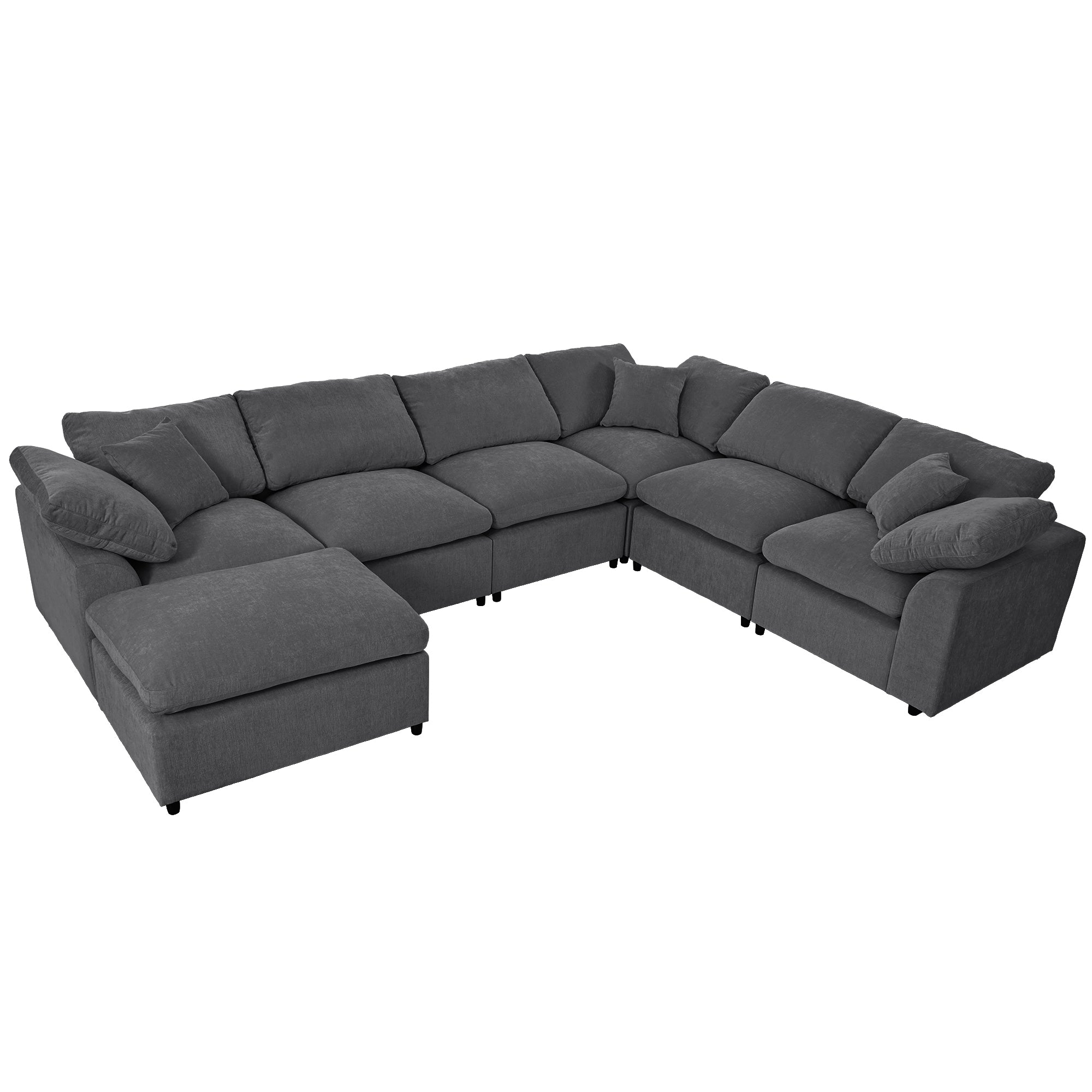 129.3" Polyester Pillow top Arm Oversized Modular Sectional Sofa