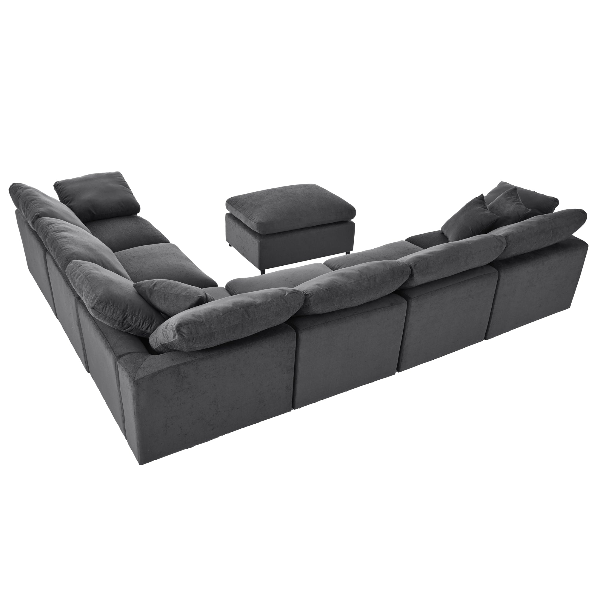 129.3" Polyester Pillow top Arm Oversized Modular Sectional Sofa