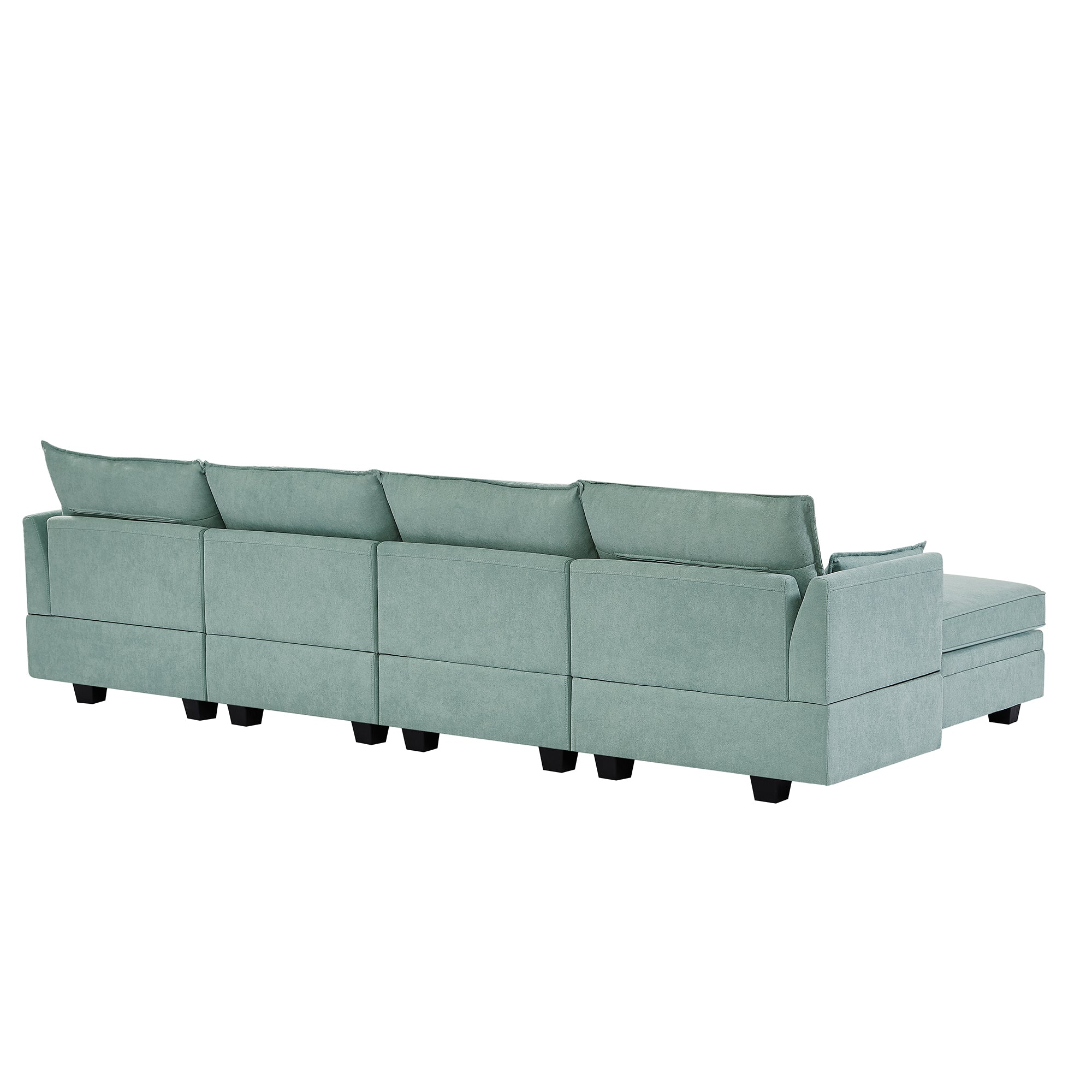 115" Linen Flared Arm Sectional Sofa with Storage Seat