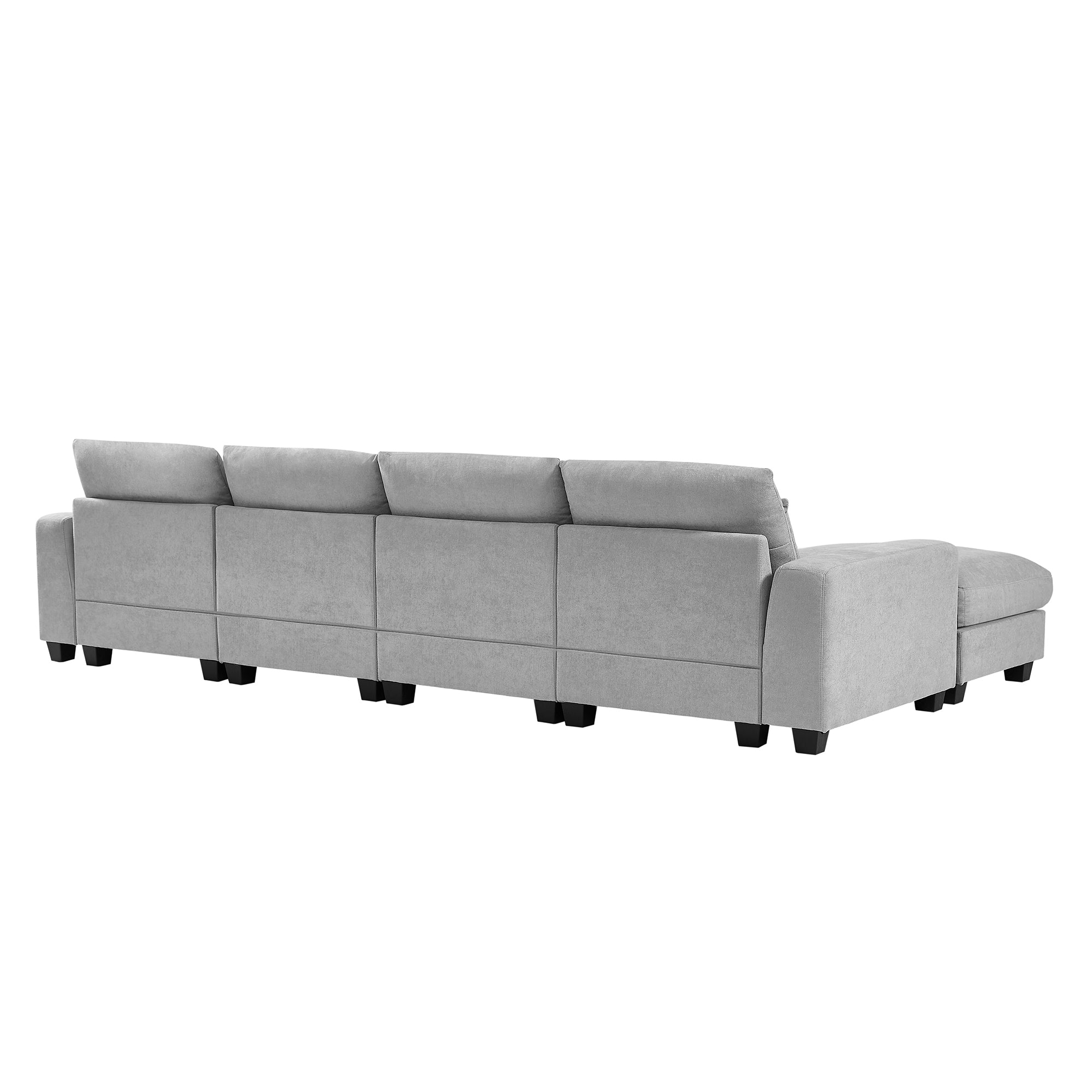 129.9" Linen Flared Arm Feather Filled Sectional Sofa with Reversible Chaise