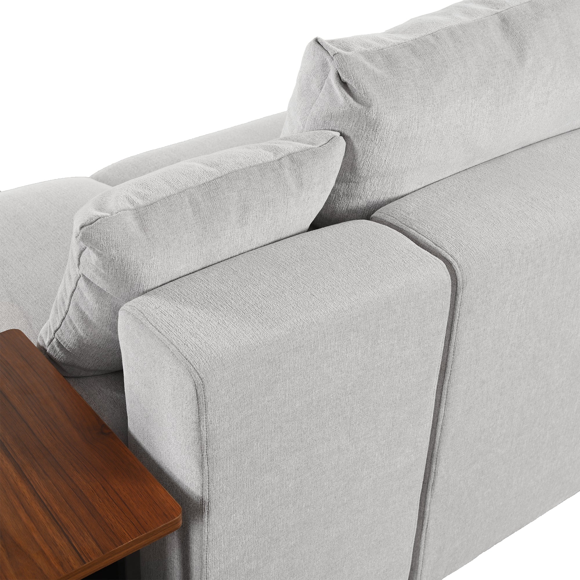 133" Polyester Square Arm Sofa Chaise and Pillows
