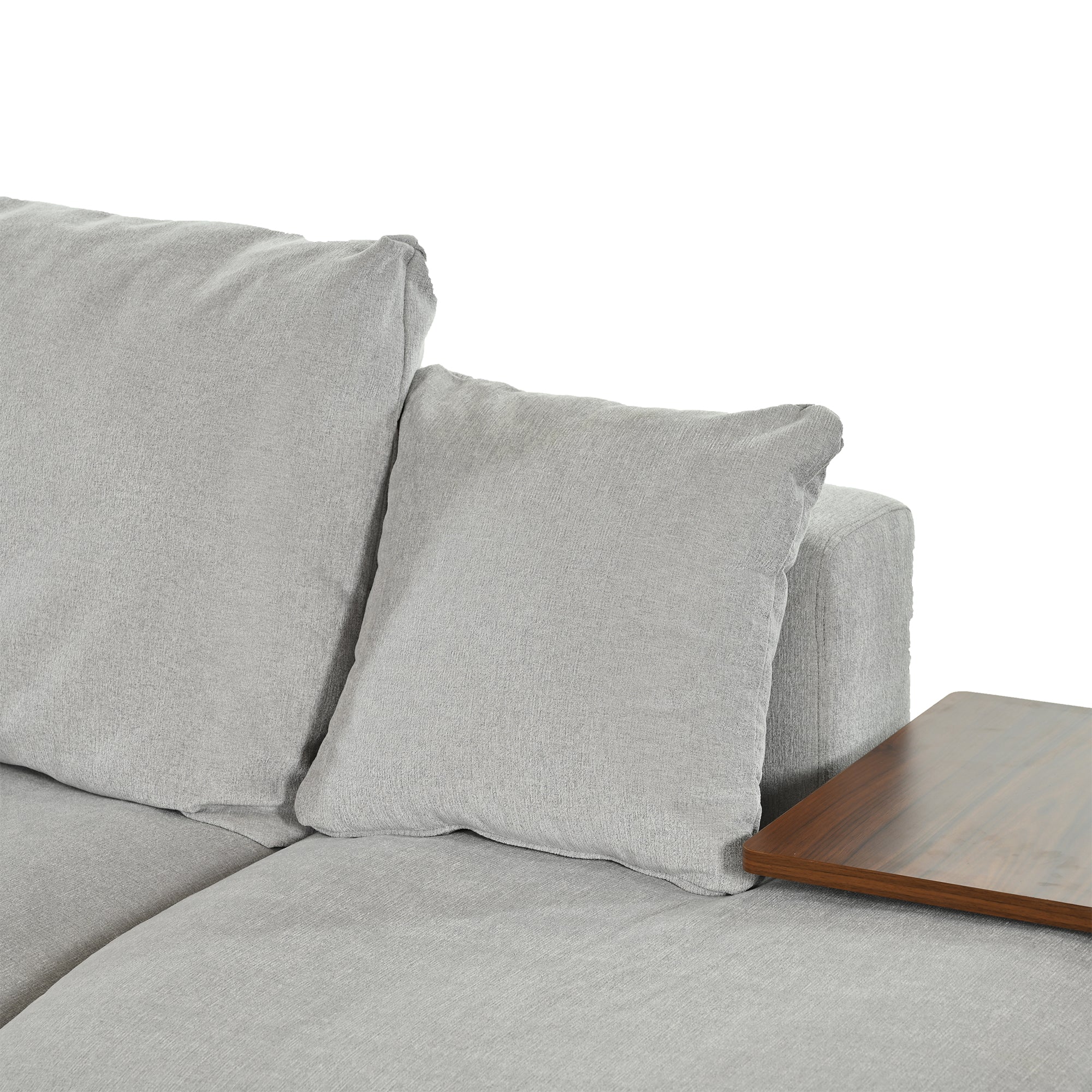 133" Polyester Square Arm Sofa Chaise and Pillows