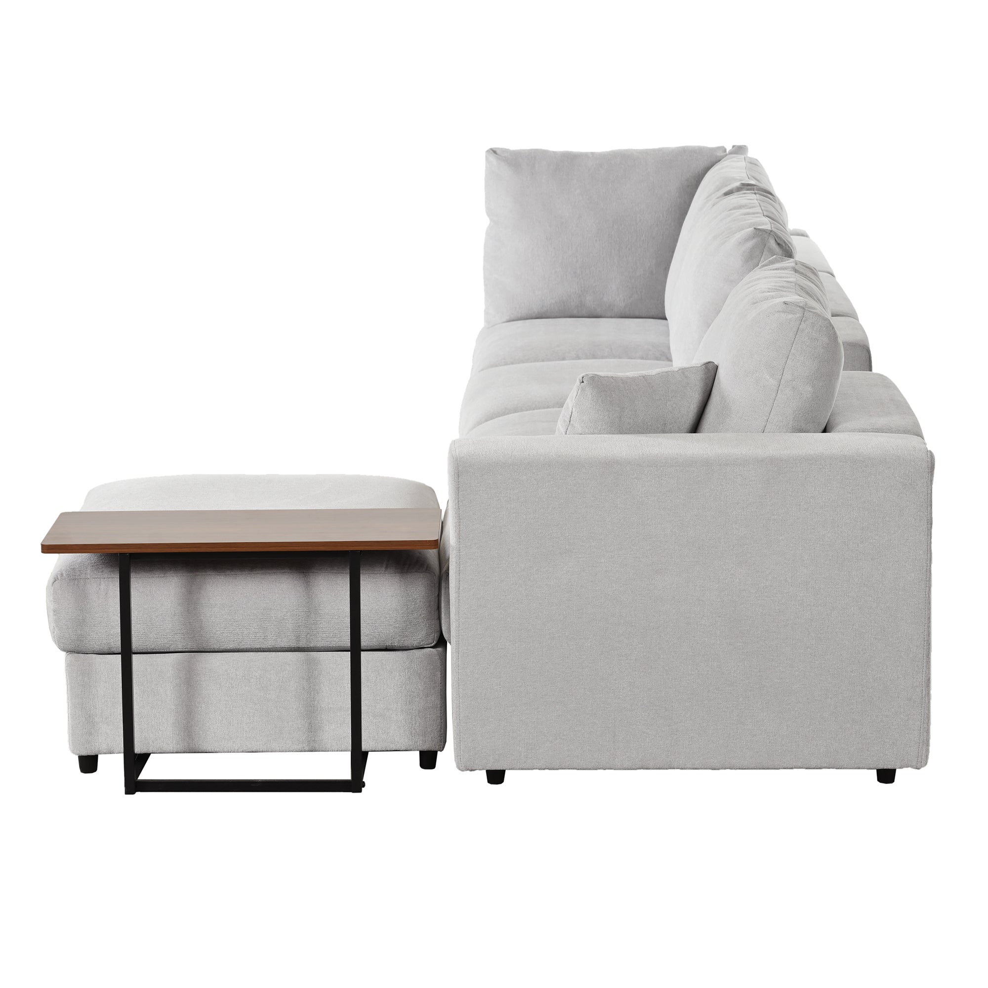133" Polyester Square Arm Sofa Chaise and Pillows