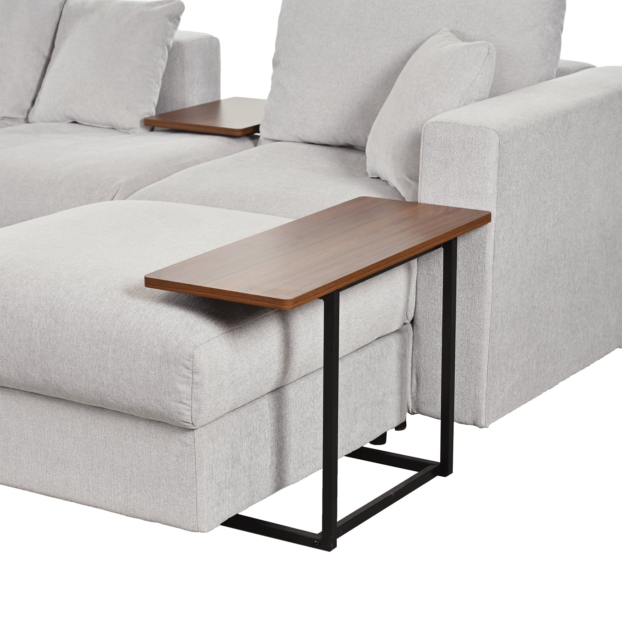 133" Polyester Square Arm Sofa Chaise and Pillows