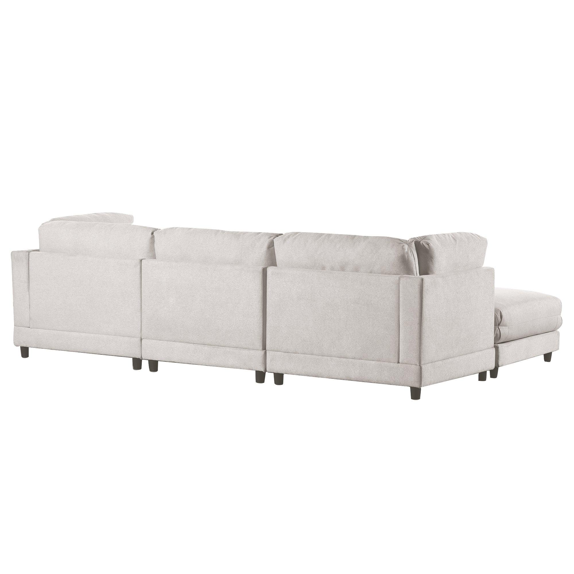 110.6" Polyester Flared Arm Sofa with Removable Ottomans and comfortable waist pillows