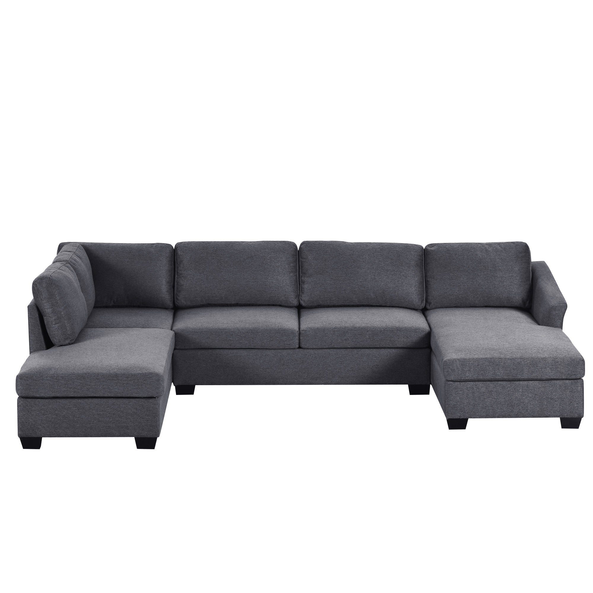 116.9" Polyester Flared Arm Modern Large U-Shape Sectional Sofa