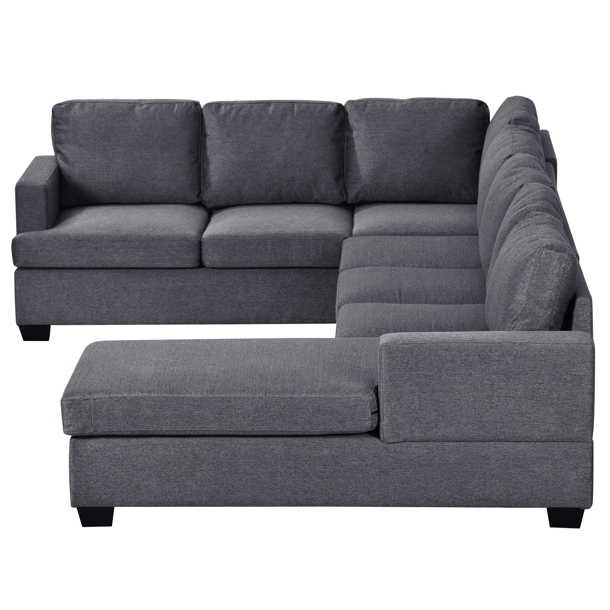 125.6" Polyester Square Arm Modern Large Upholstered U-Shape Sectional Sofa