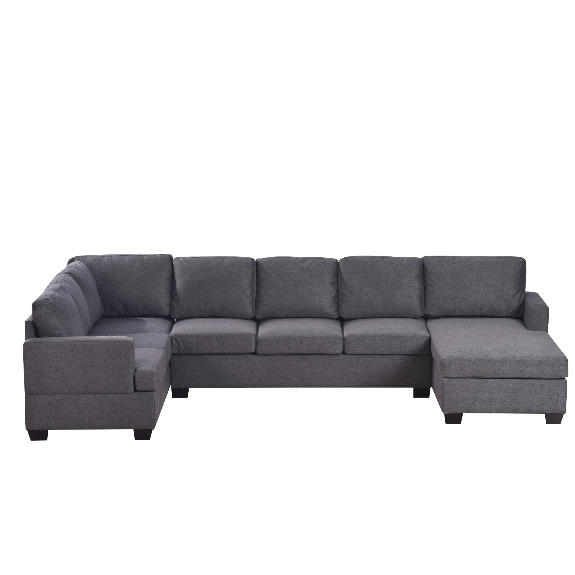 125.6" Polyester Square Arm Modern Large Upholstered U-Shape Sectional Sofa