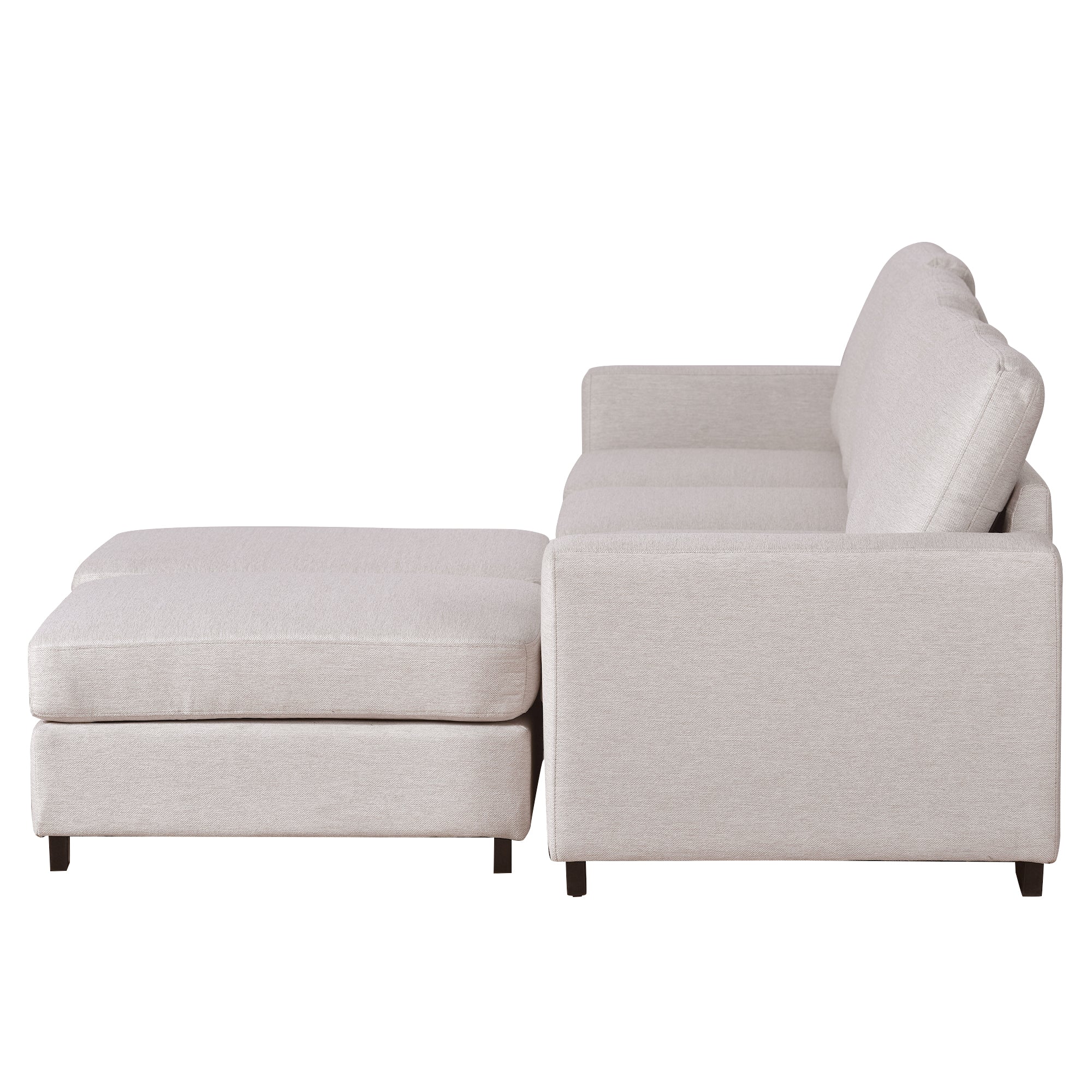 130.7" Polyester Flared Arm Sofa with Removable Ottomans