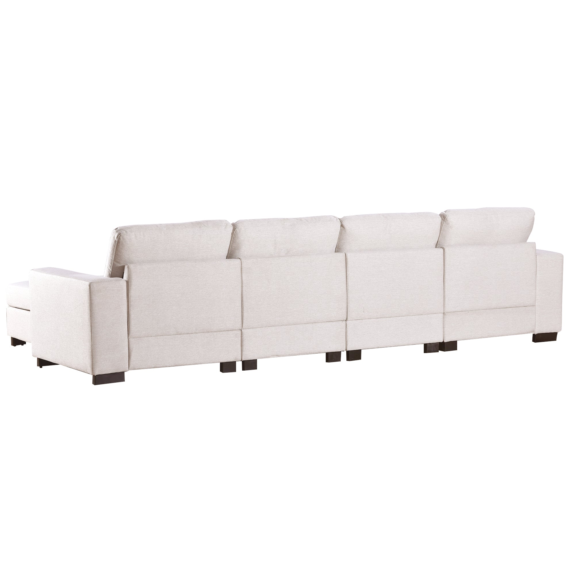 130.7" Polyester Flared Arm Sofa with Removable Ottomans