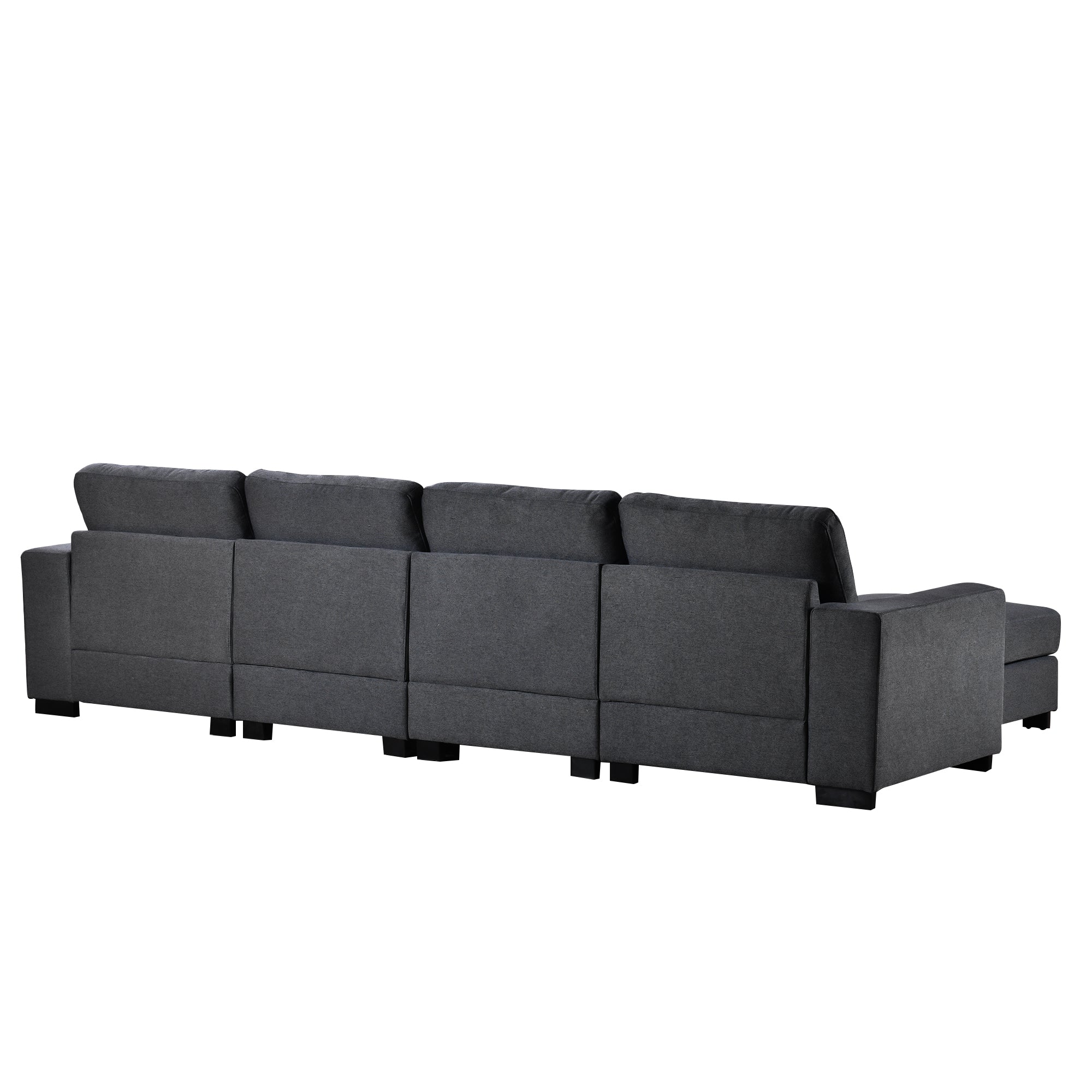 130.7" Polyester Flared Arm Sofa with Removable Ottomans