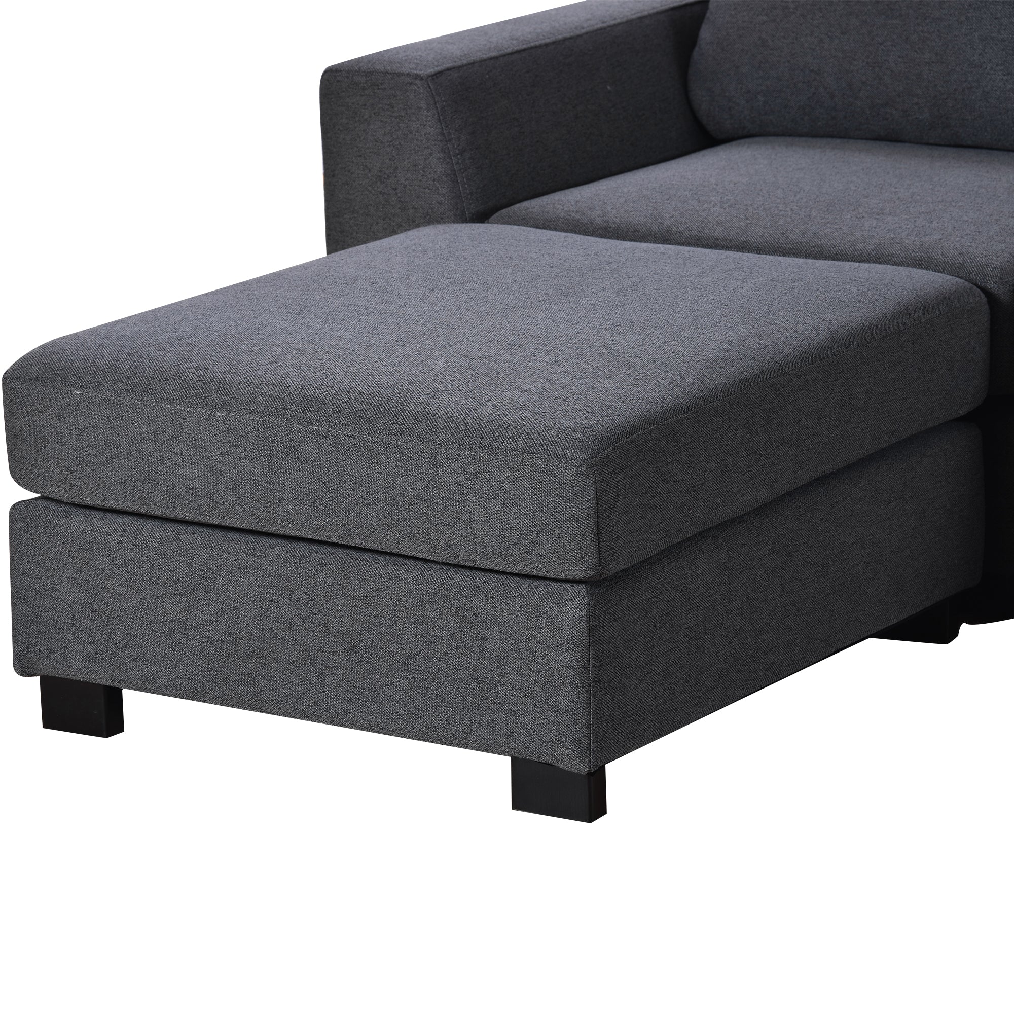 130.7" Polyester Flared Arm Sofa with Removable Ottomans