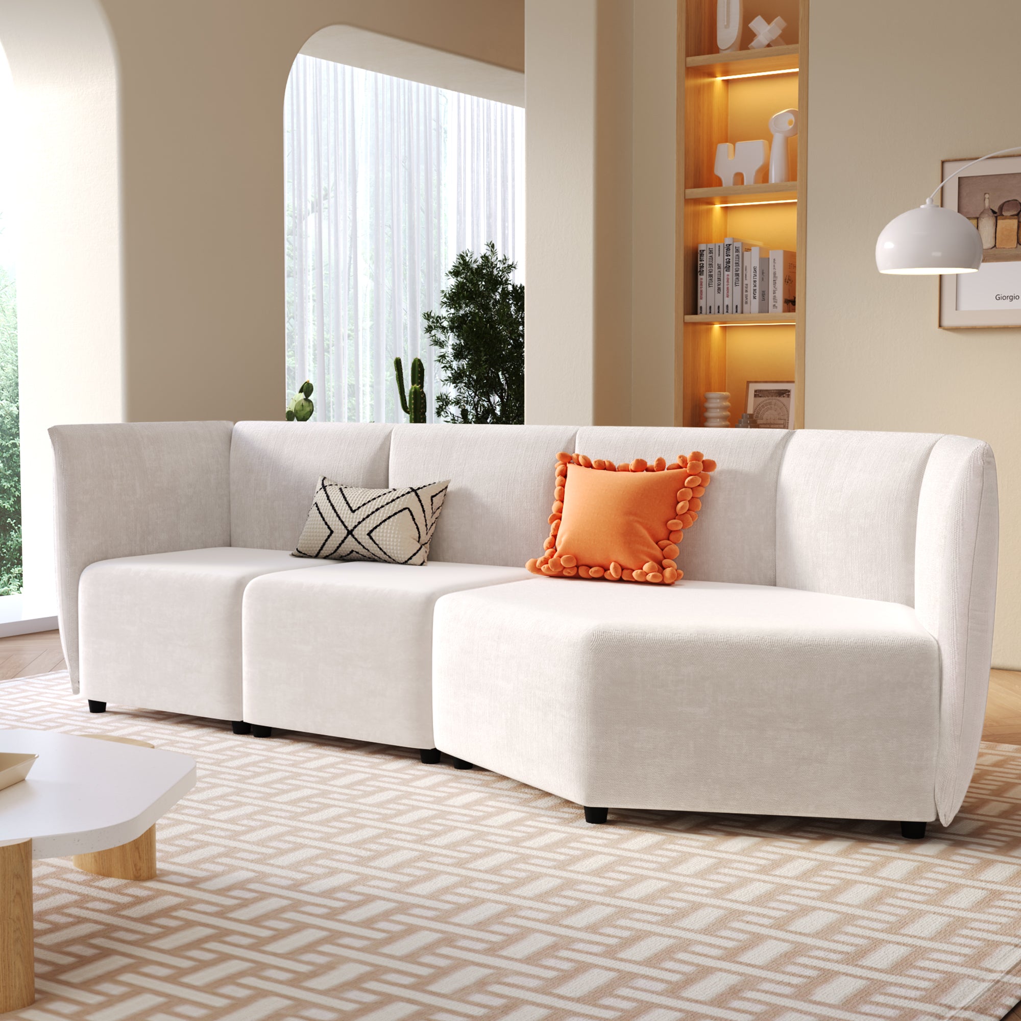 106.3" Polyester Stylish Sofa Set Adjustable Back