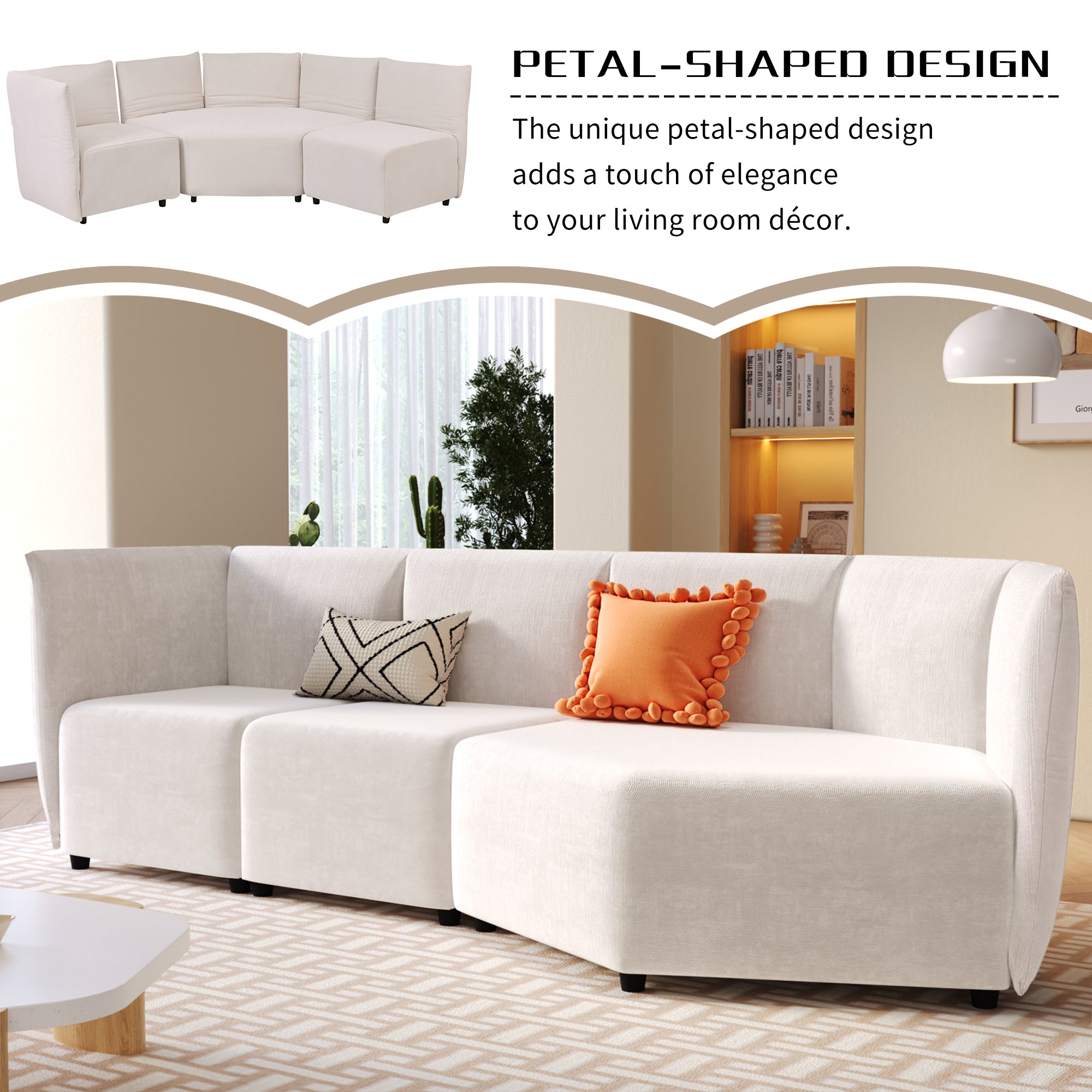 106.3" Polyester Stylish Sofa Set Adjustable Back