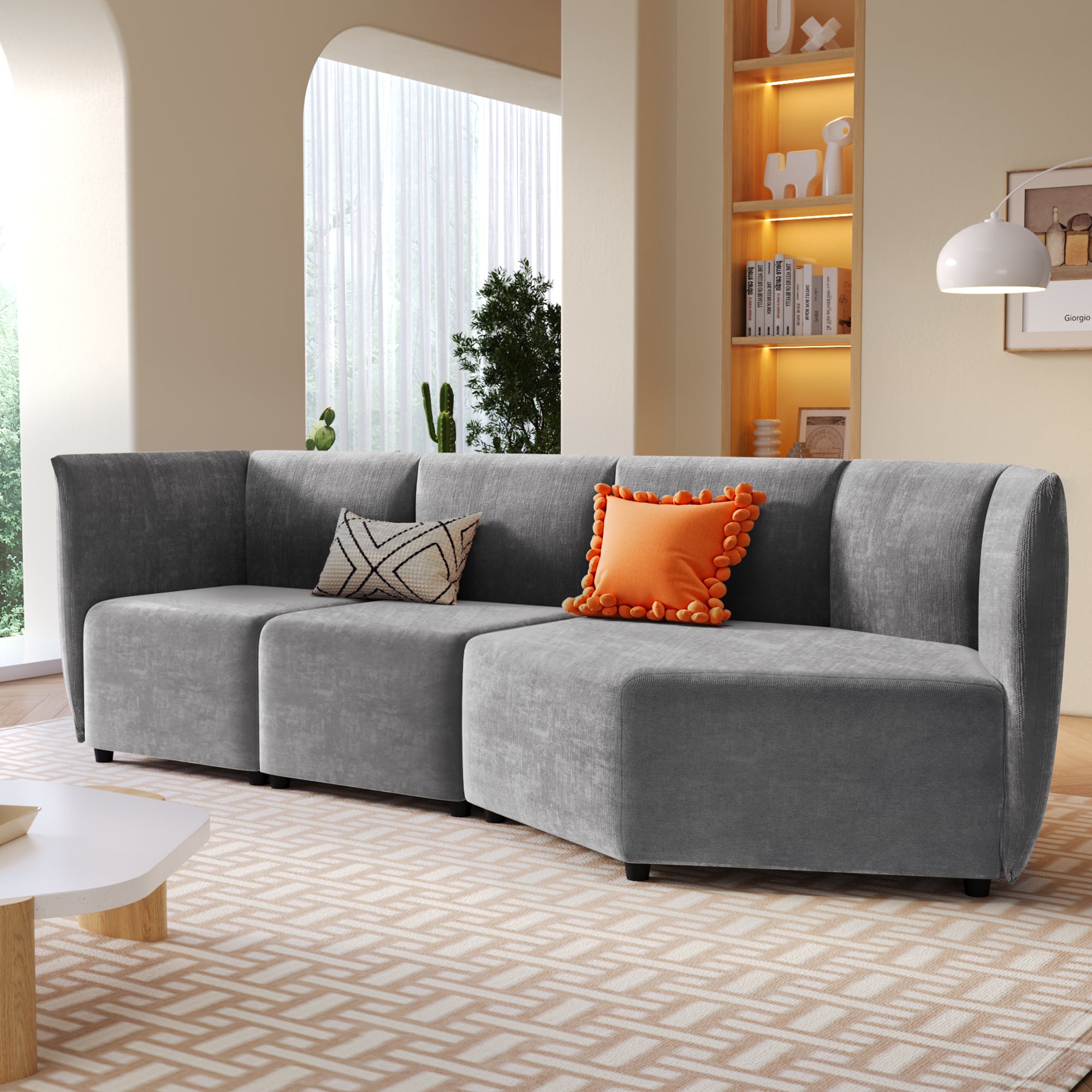 106.3" Polyester Stylish Sofa Set Adjustable Back