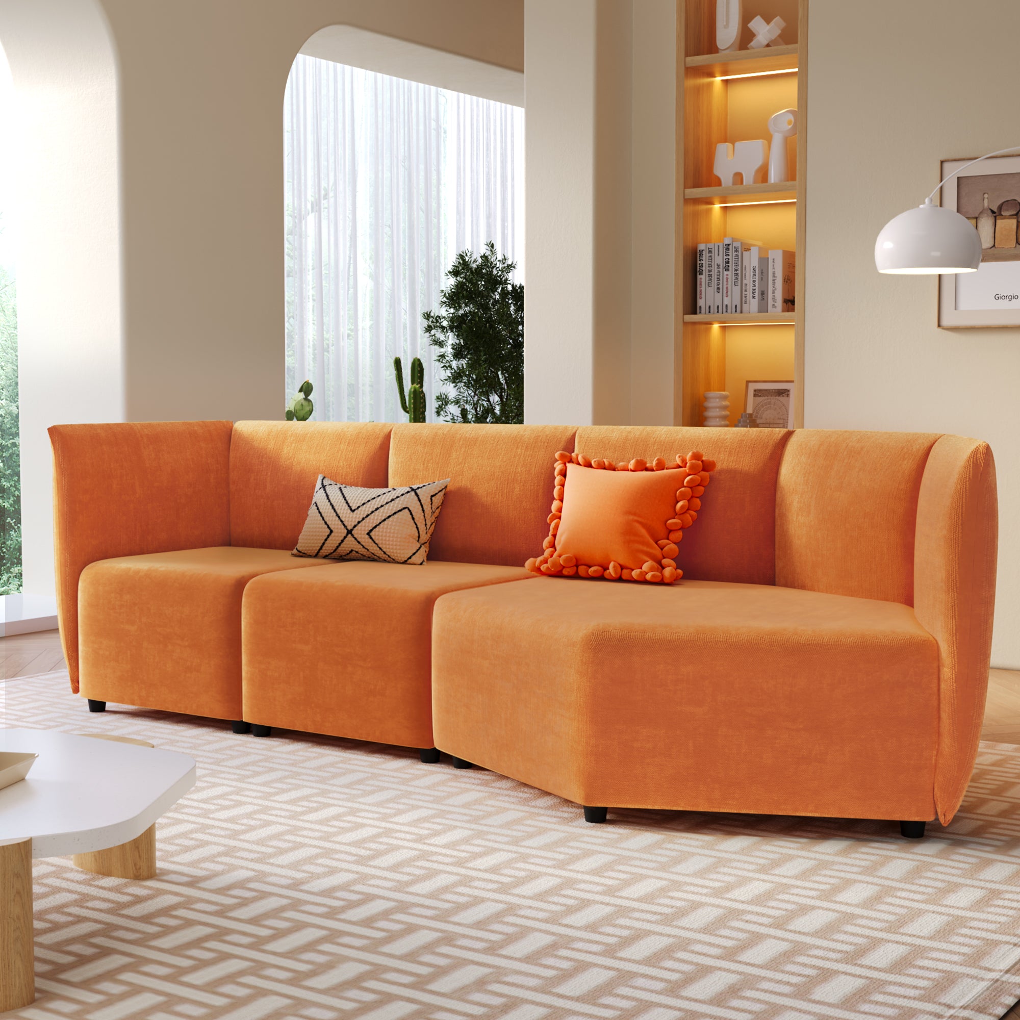 106.3" Polyester Stylish Sofa Set Adjustable Back