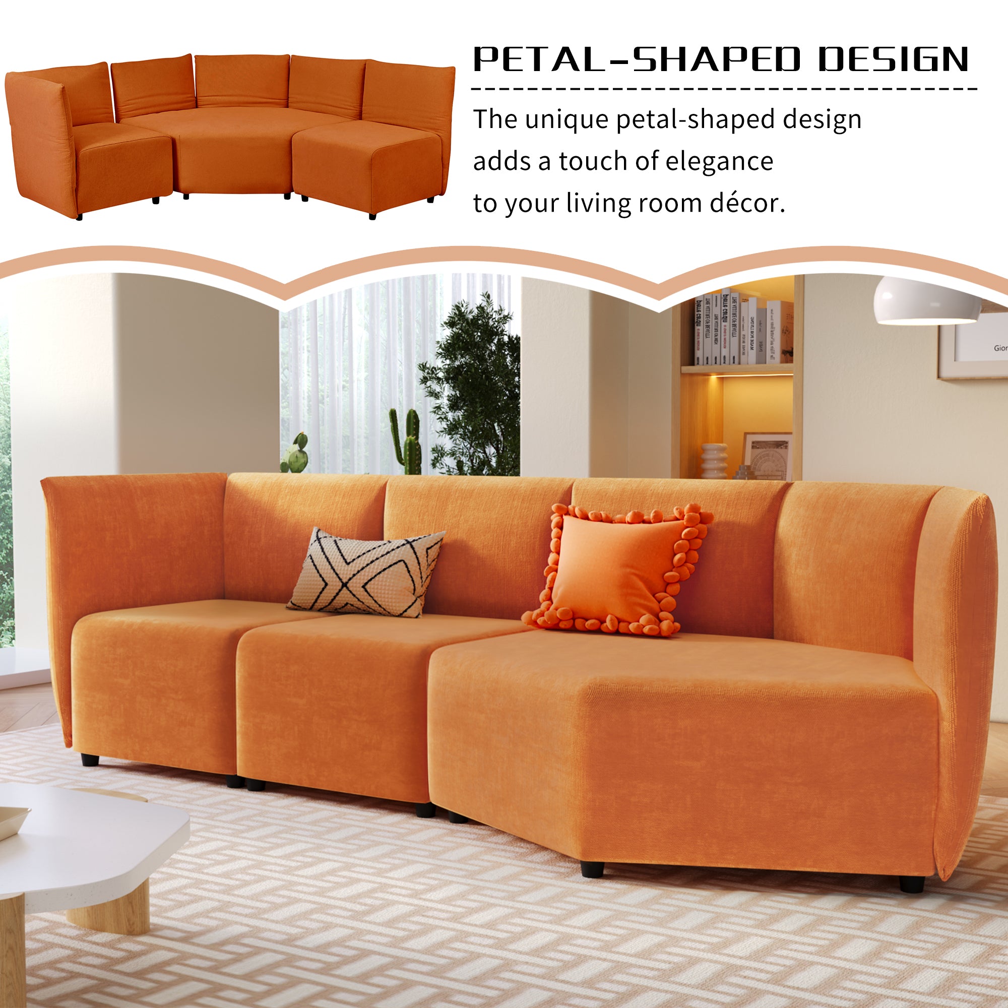 106.3" Polyester Stylish Sofa Set Adjustable Back