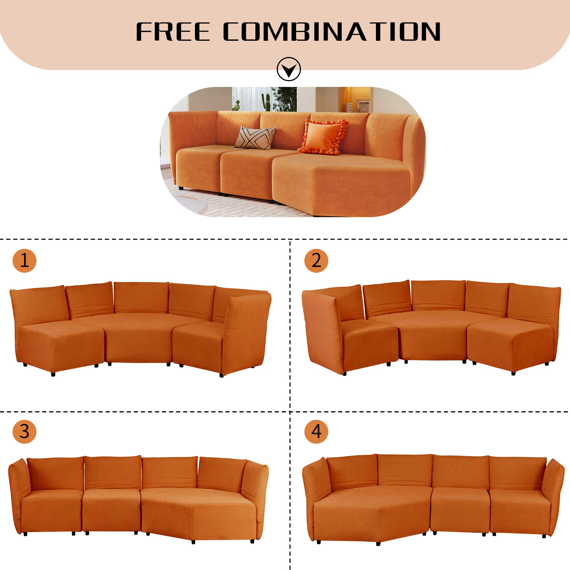 106.3" Polyester Stylish Sofa Set Adjustable Back