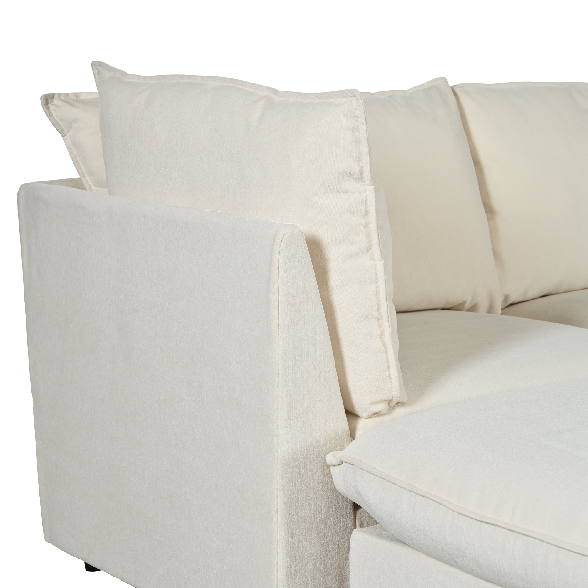 136.6" Polyester Flared Arm Sofa Chaise with Removable Cushions