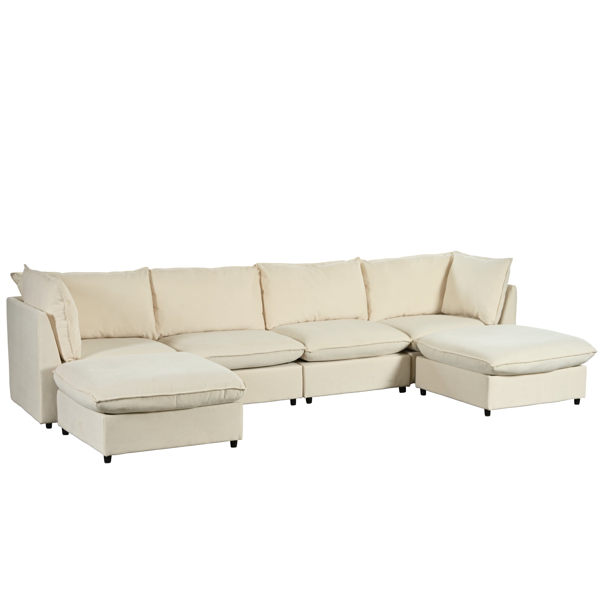 136.6" Polyester Flared Arm Sofa Chaise with Removable Cushions