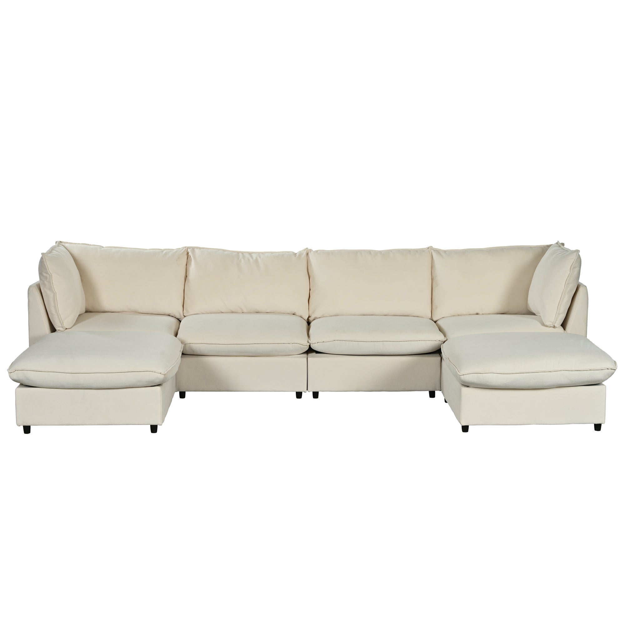 136.6" Polyester Flared Arm Sofa Chaise with Removable Cushions