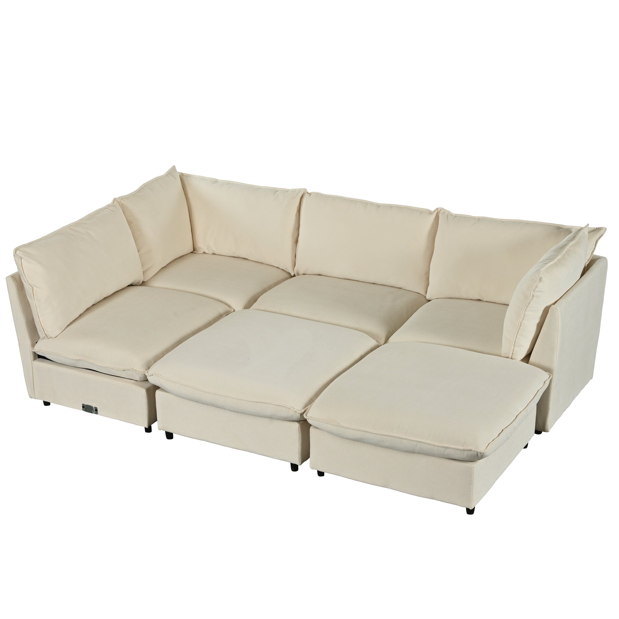 136.6" Polyester Flared Arm Sofa Chaise with Removable Cushions