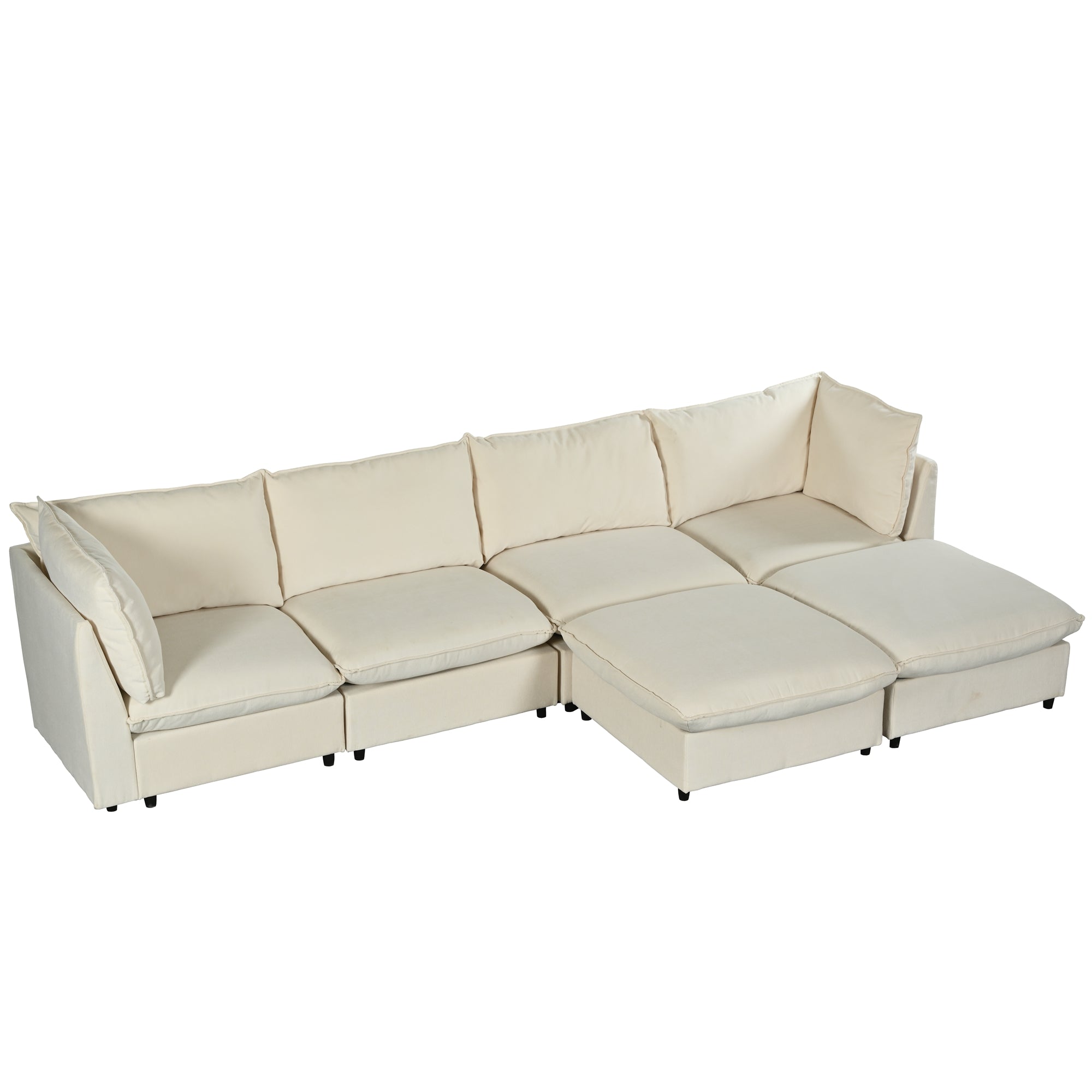 136.6" Polyester Flared Arm Sofa Chaise with Removable Cushions