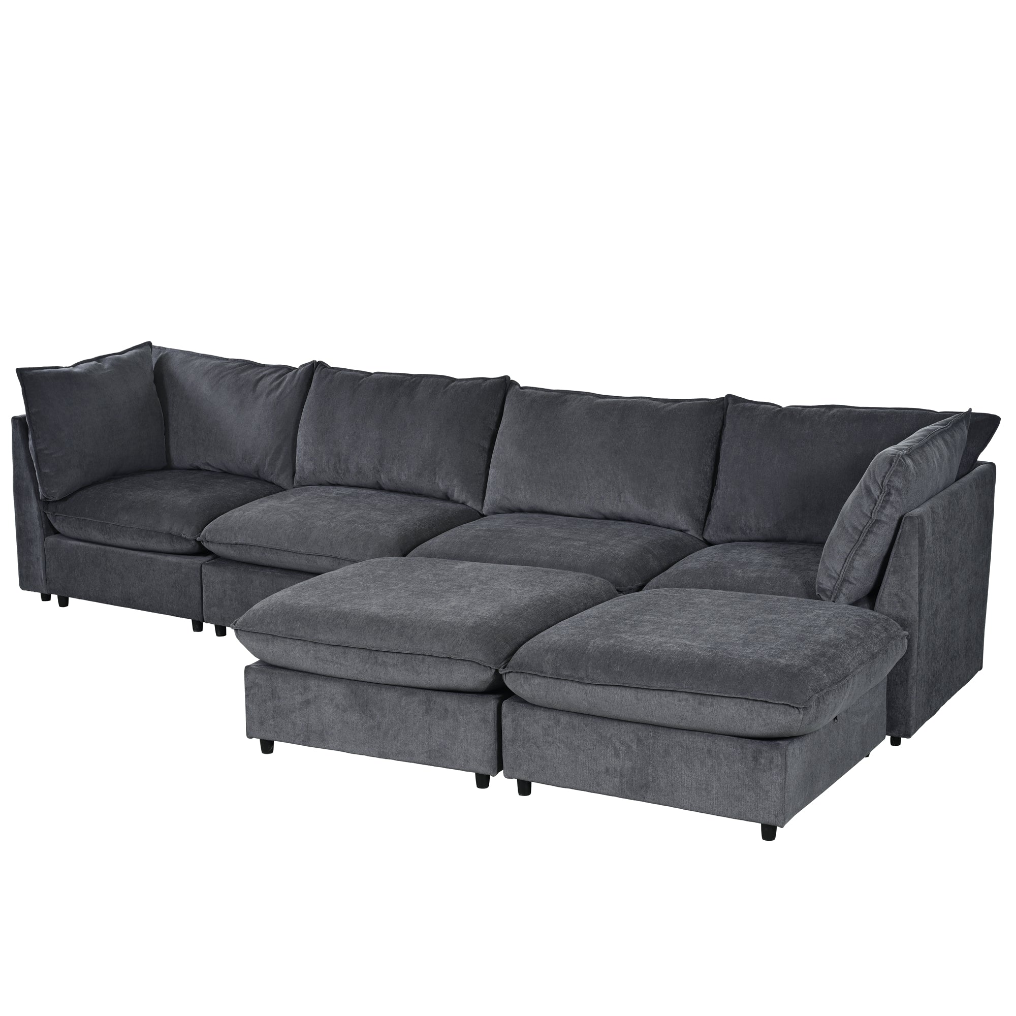 136.6" Polyester Flared Arm Sofa Chaise with Removable Cushions