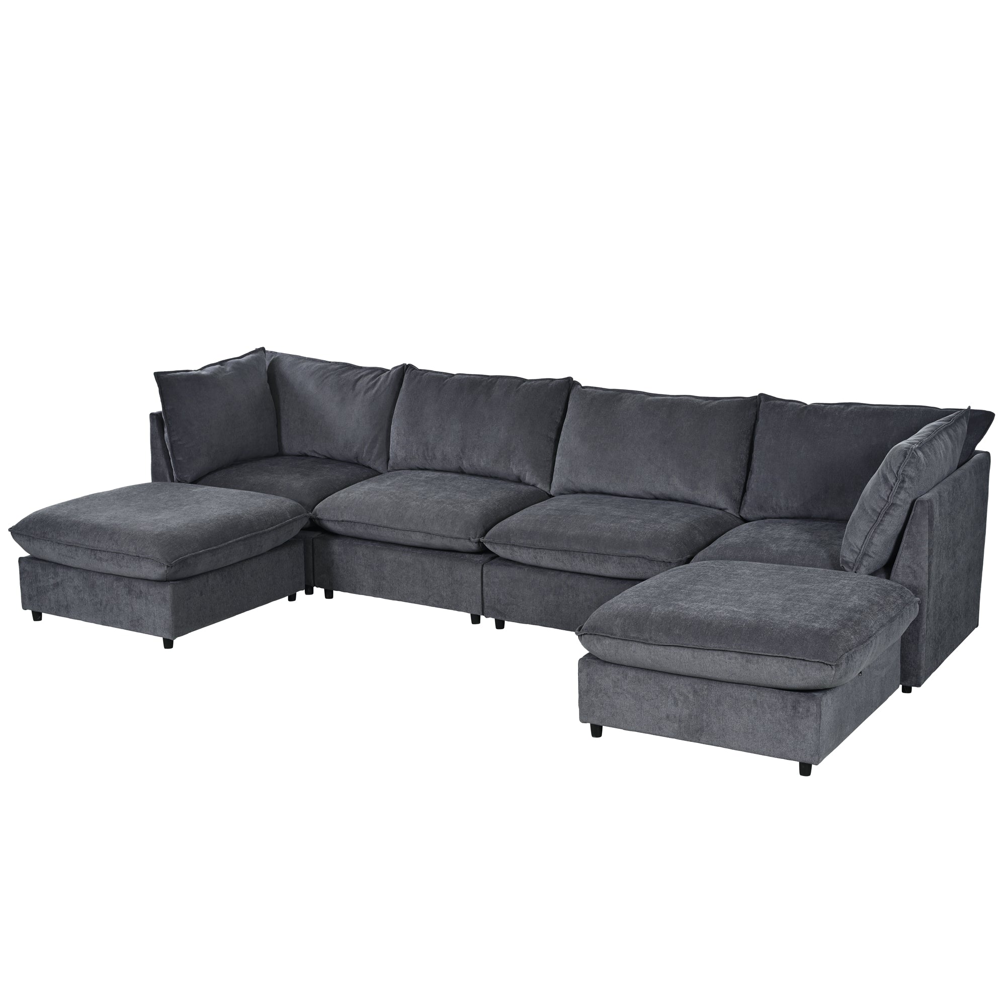 136.6" Polyester Flared Arm Sofa Chaise with Removable Cushions