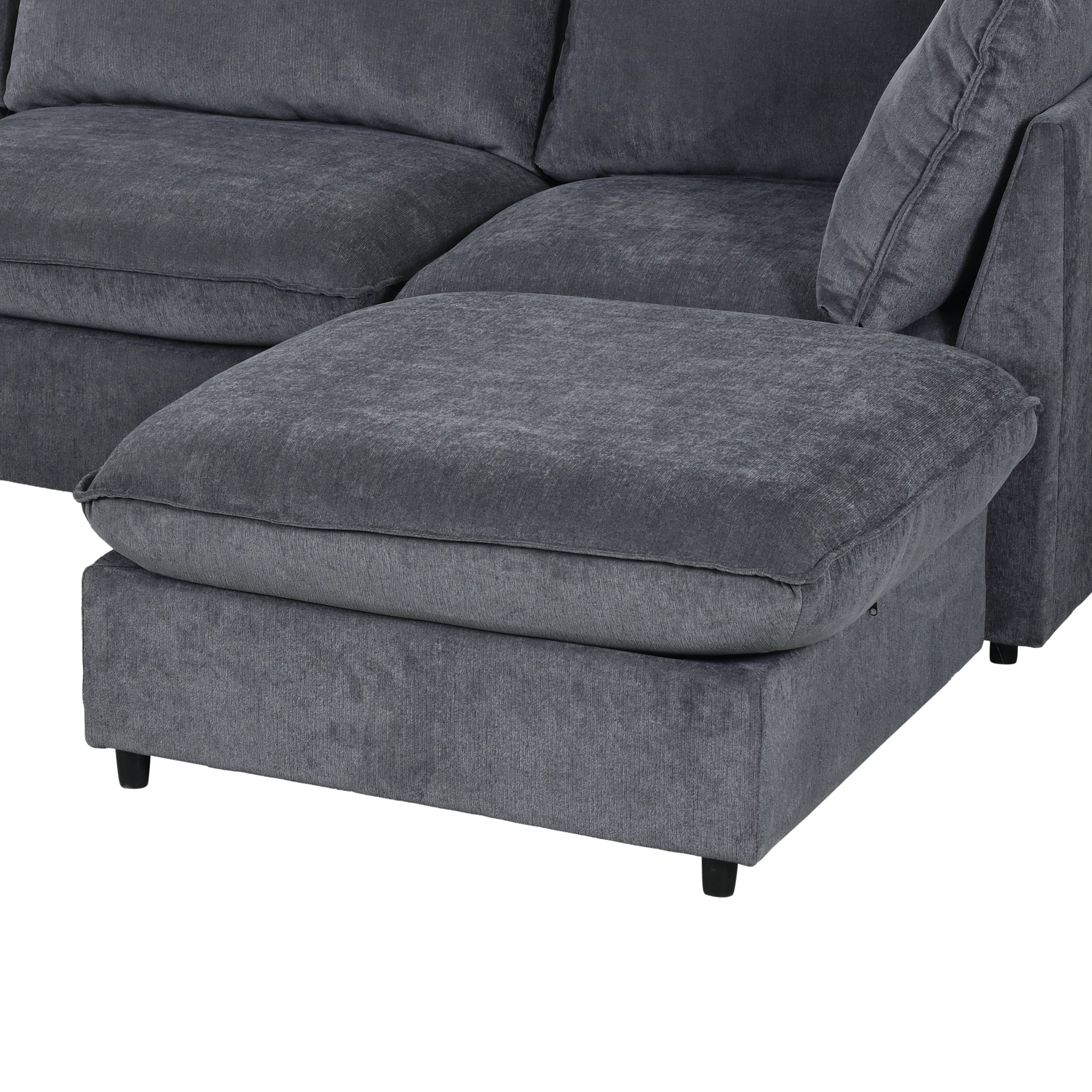 136.6" Polyester Flared Arm Sofa Chaise with Removable Cushions