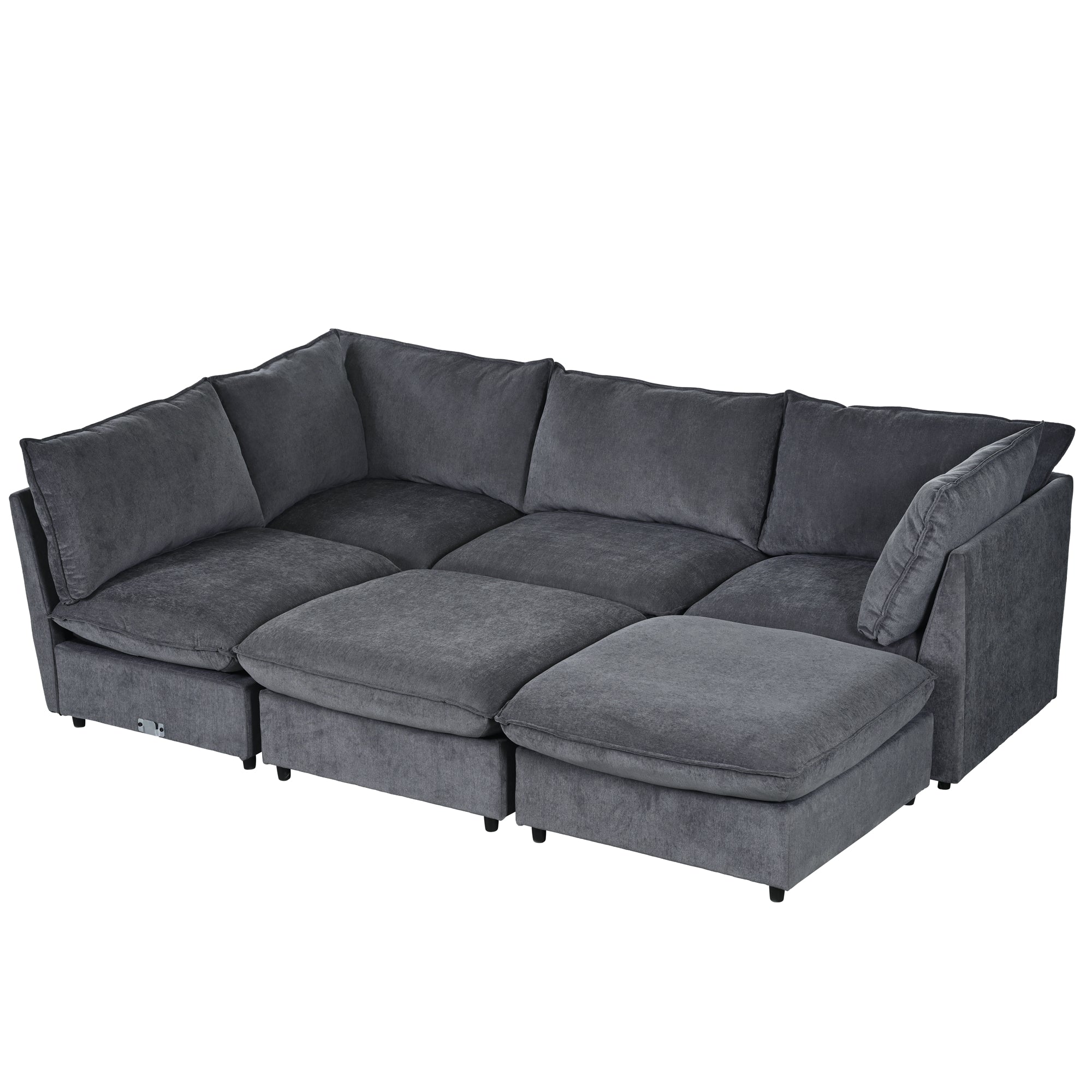 136.6" Polyester Flared Arm Sofa Chaise with Removable Cushions