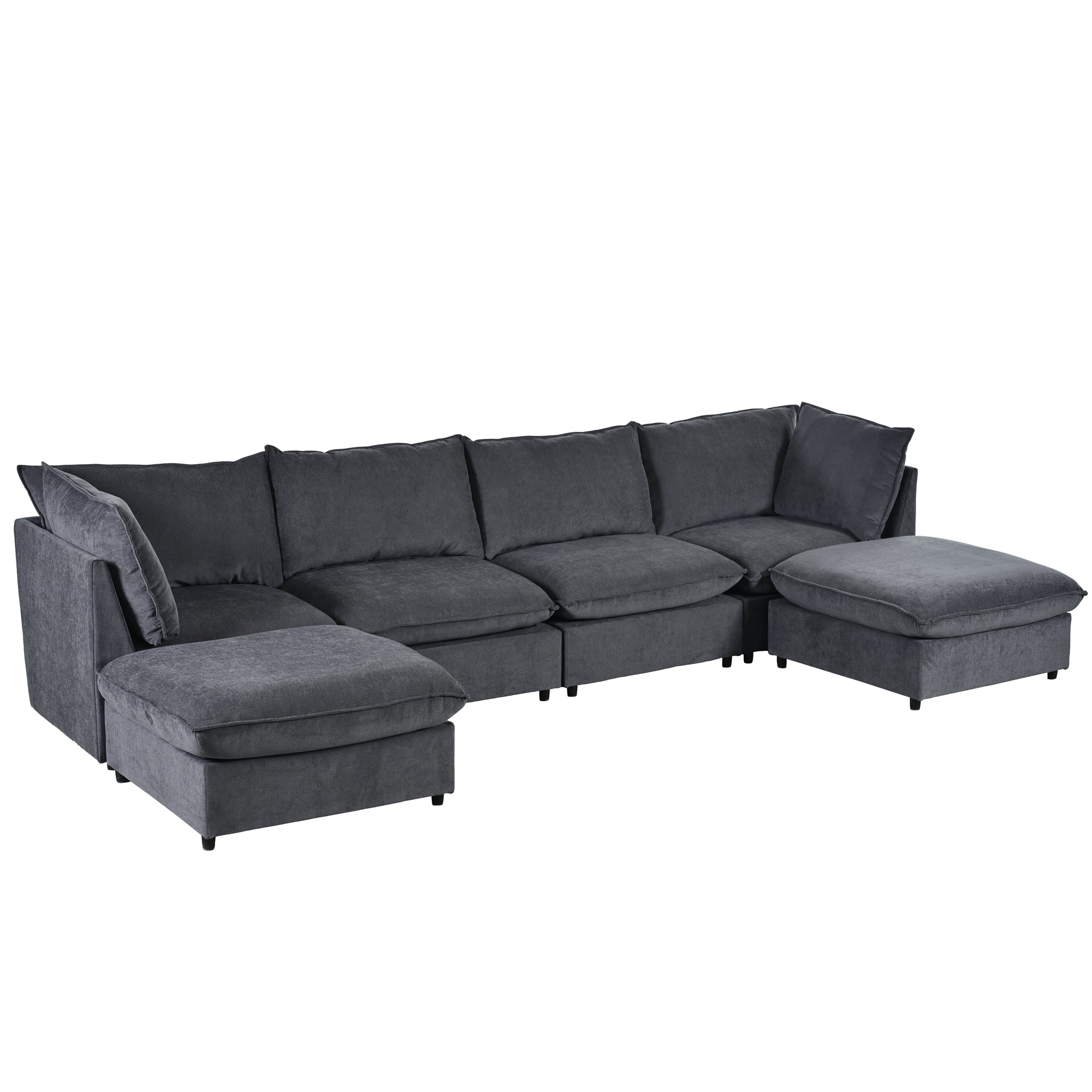 136.6" Polyester Flared Arm Sofa Chaise with Removable Cushions