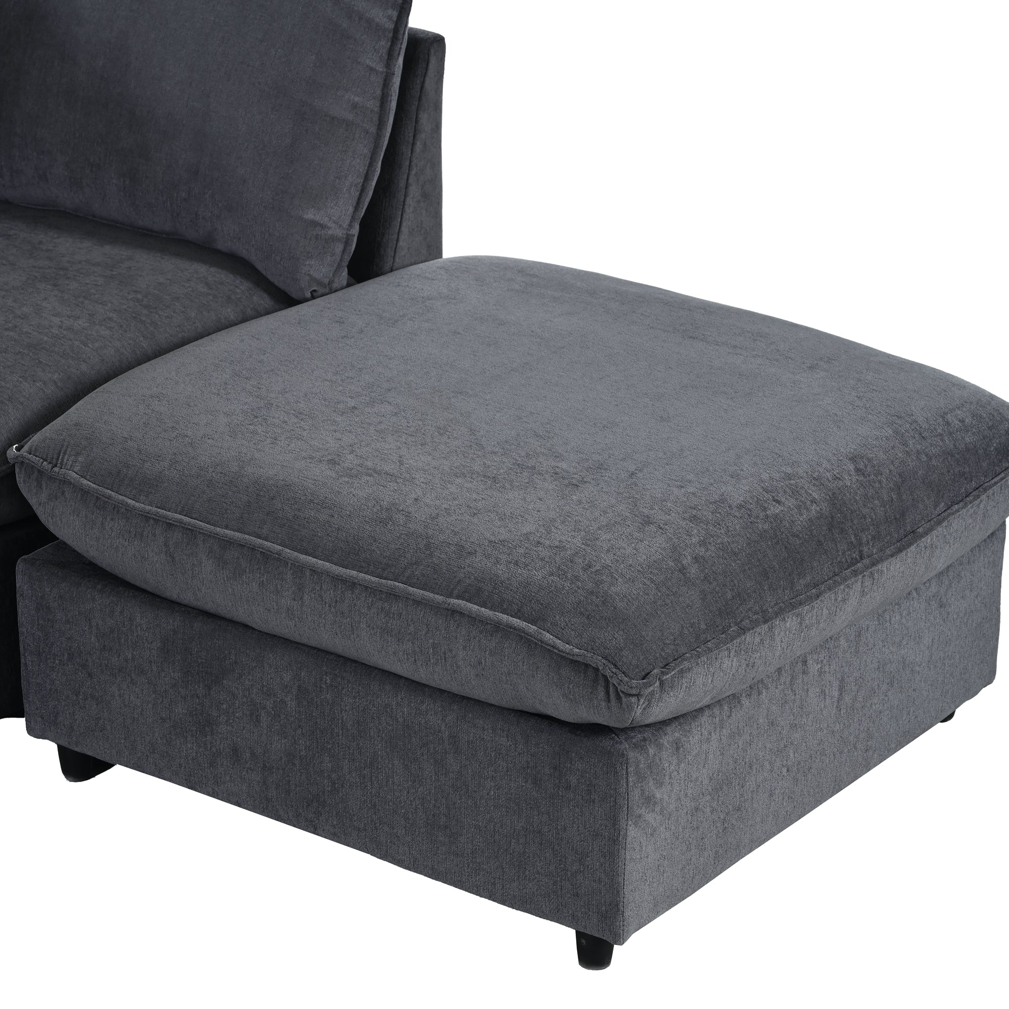 136.6" Polyester Flared Arm Sofa Chaise with Removable Cushions