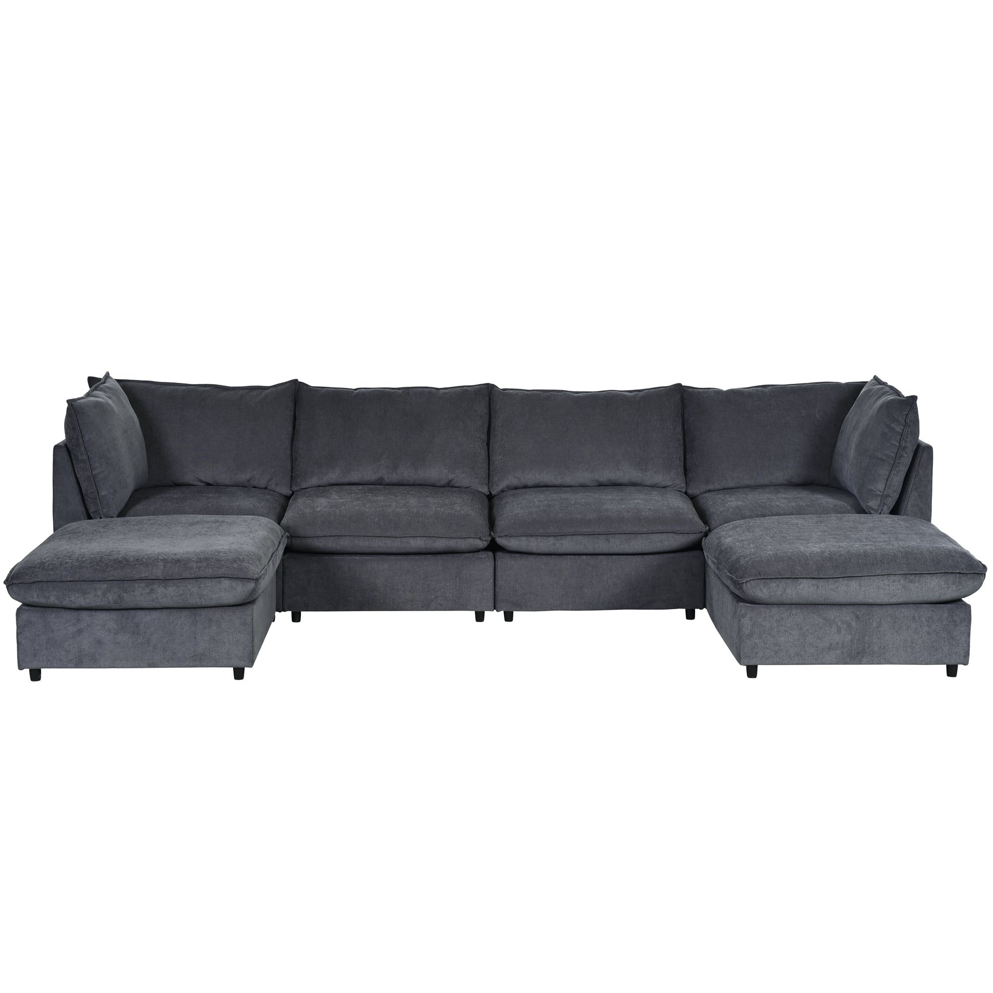 136.6" Polyester Flared Arm Sofa Chaise with Removable Cushions