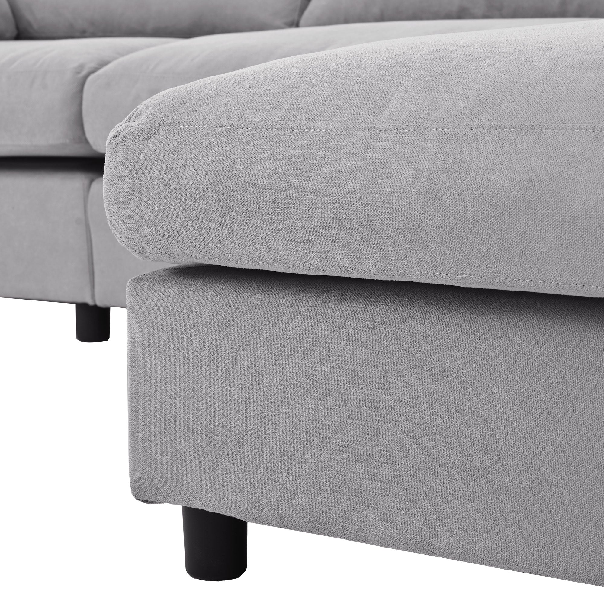 113" Polyester Pillow top Arm Convertible Sectional Sofa