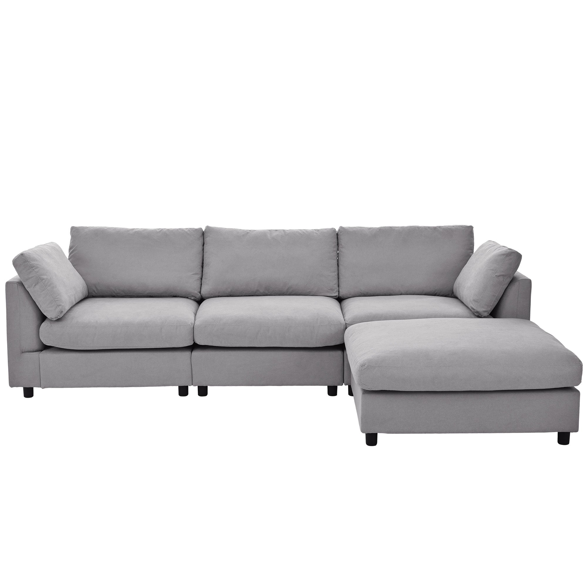 113" Polyester Pillow top Arm Convertible Sectional Sofa