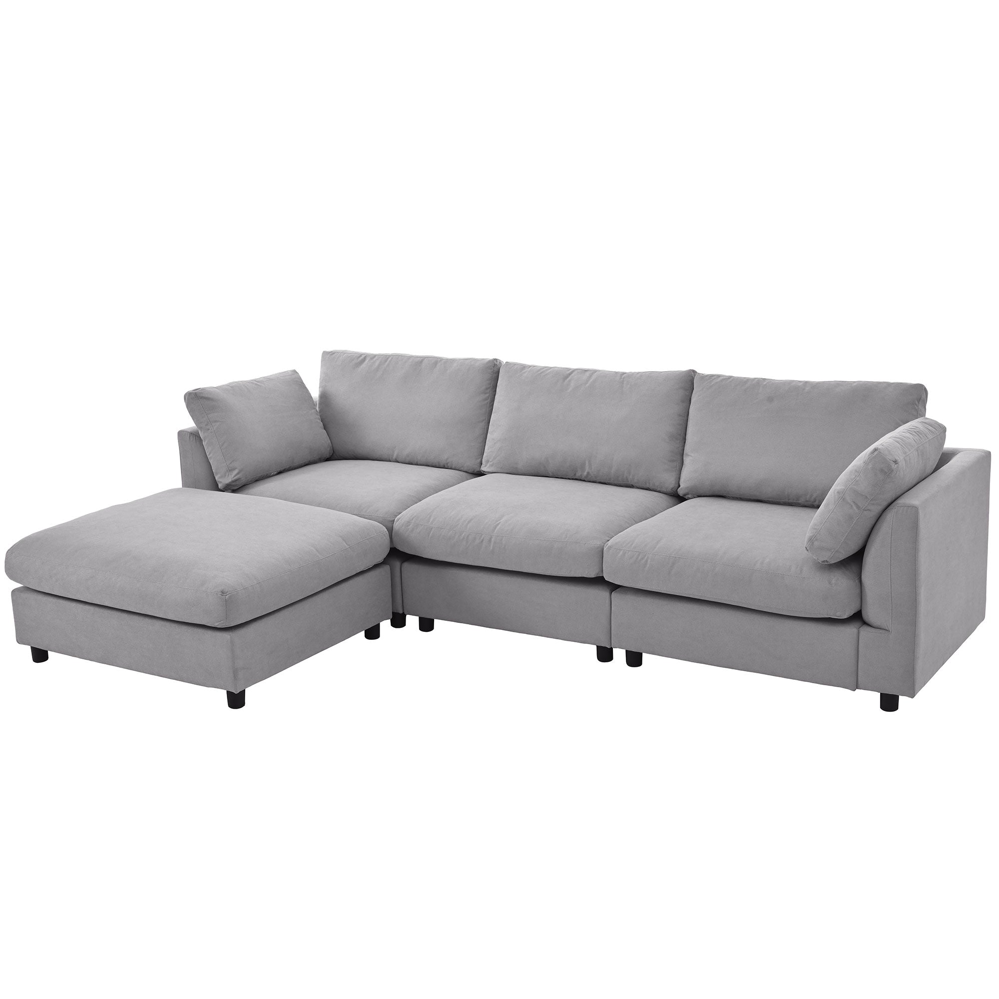 113" Polyester Pillow top Arm Convertible Sectional Sofa