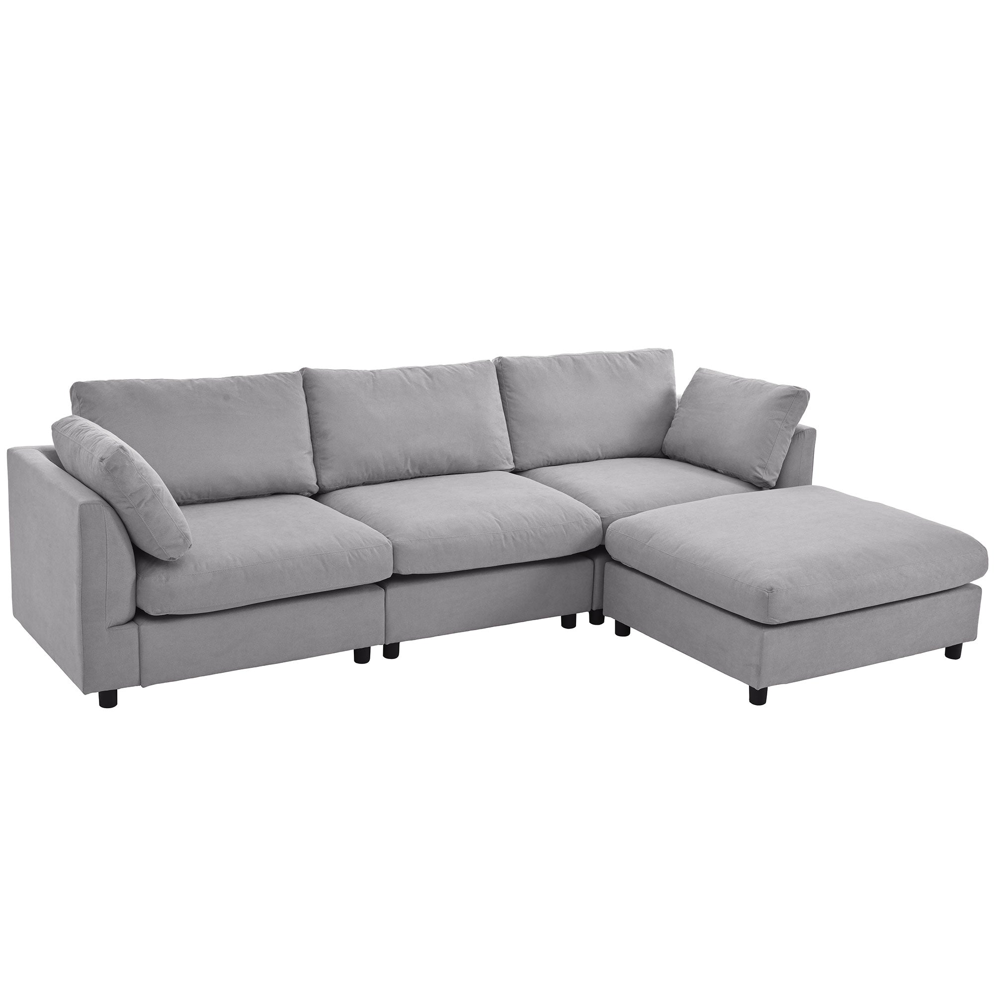 113" Polyester Pillow top Arm Convertible Sectional Sofa