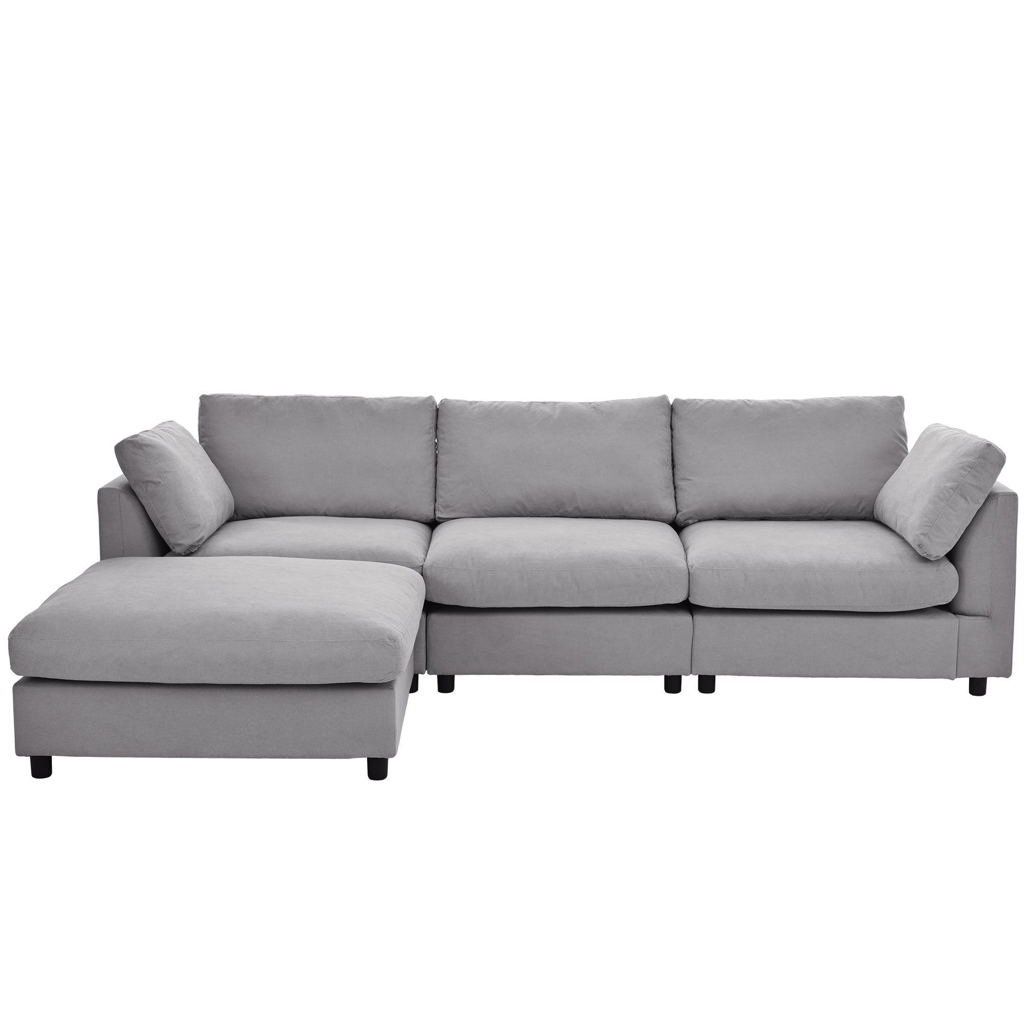 113" Polyester Pillow top Arm Convertible Sectional Sofa