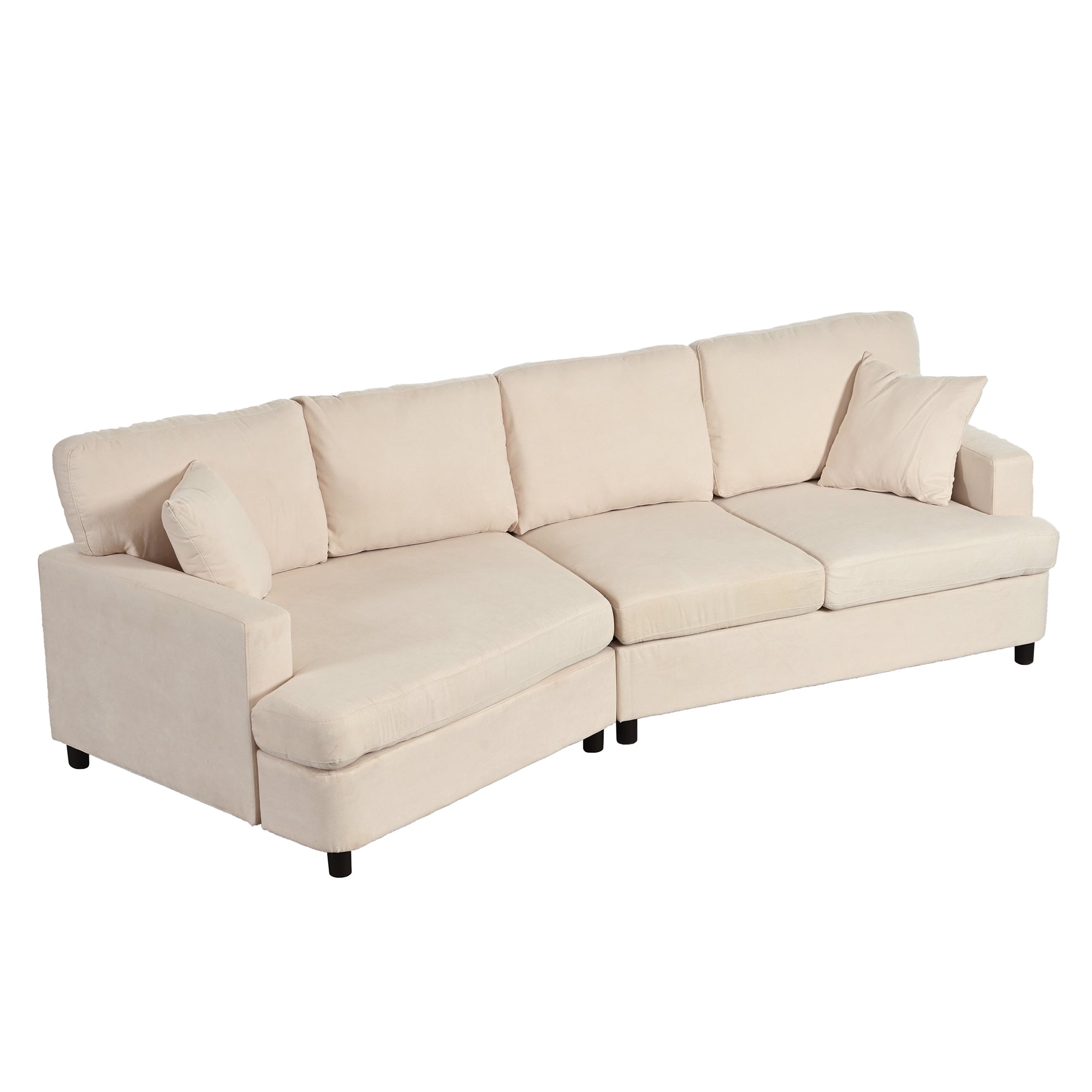 111.4" Polyester Square Arm Sofa and Pillows