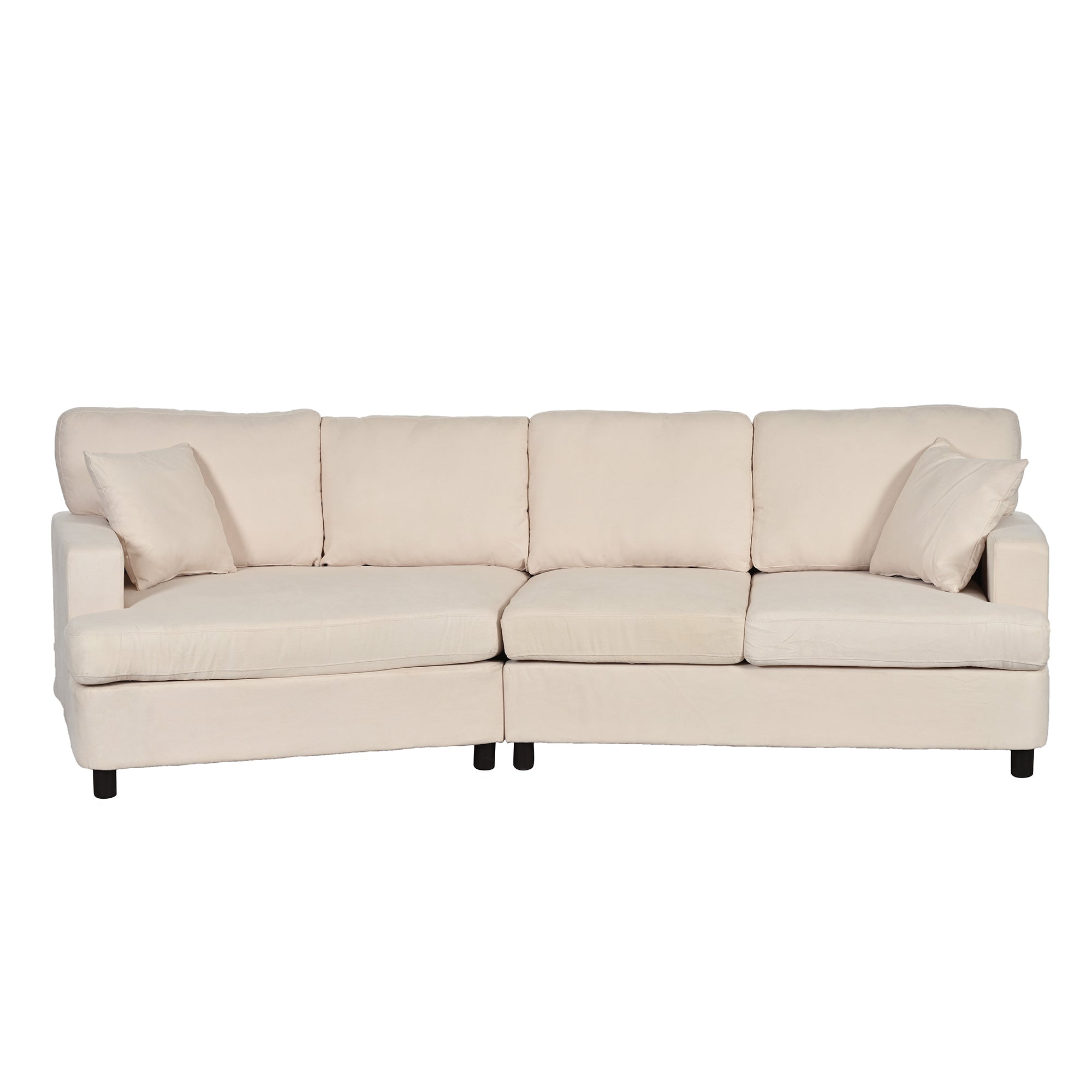 111.4" Polyester Square Arm Sofa and Pillows