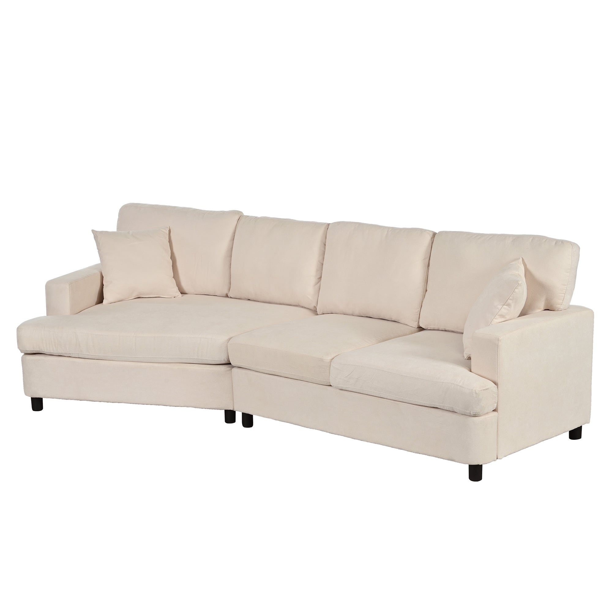 111.4" Polyester Square Arm Sofa and Pillows