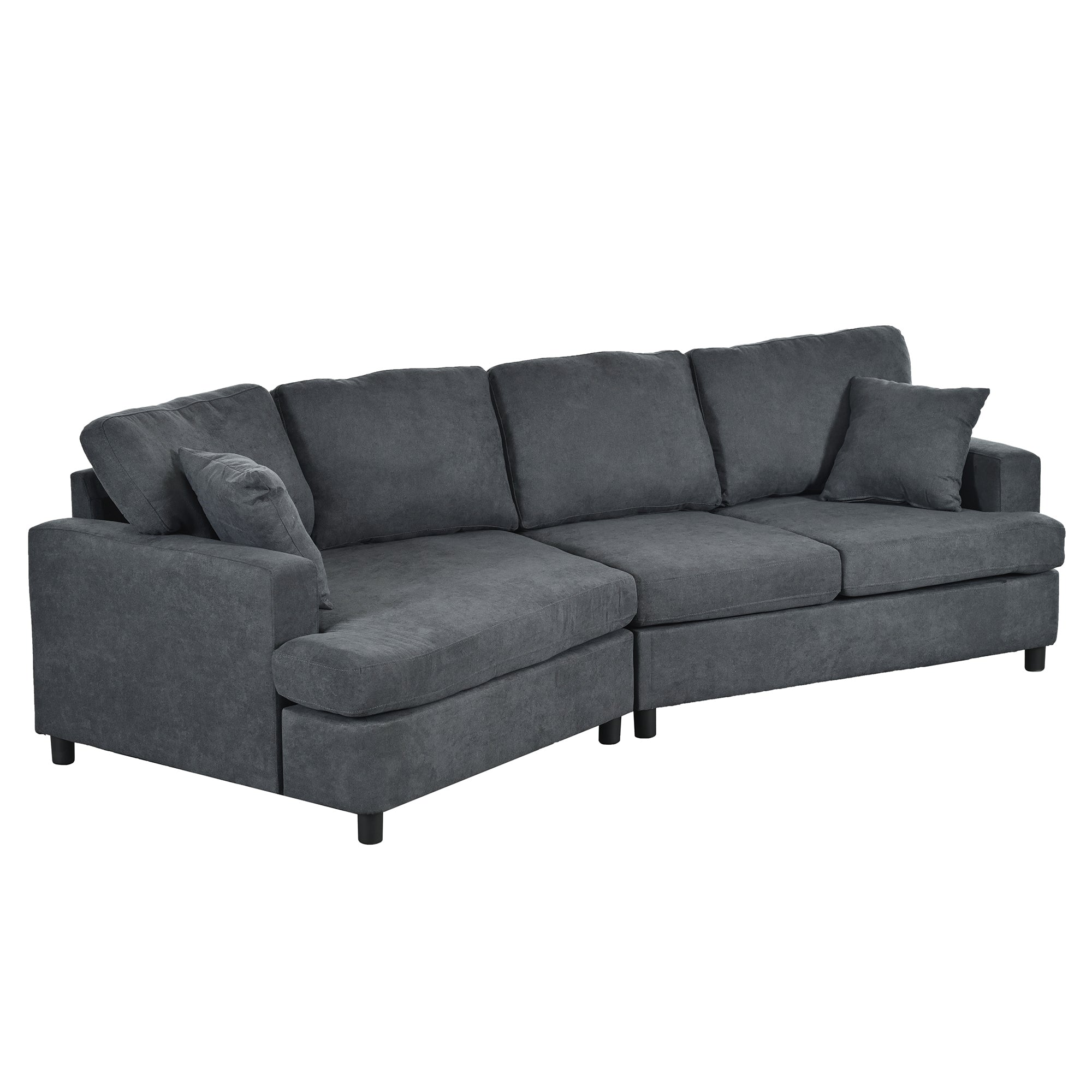 111.4" Polyester Square Arm Sofa and Pillows